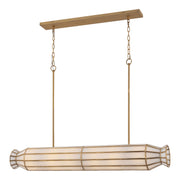 Metropolitan Jaxen 48 in. 6-Light Linear Chandelier, Legacy Brass & White Handmade