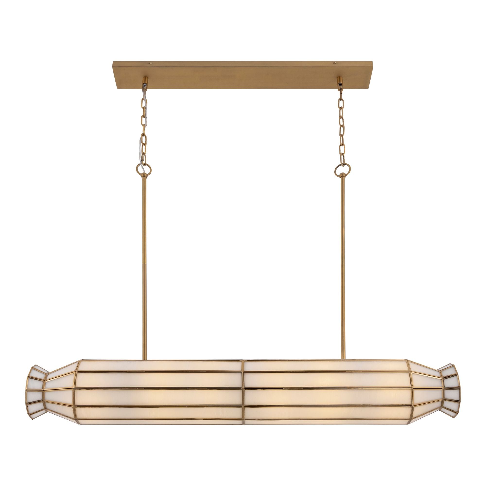 Metropolitan Jaxen 48 in. 6-Light Linear Chandelier, Legacy Brass & White Handmade