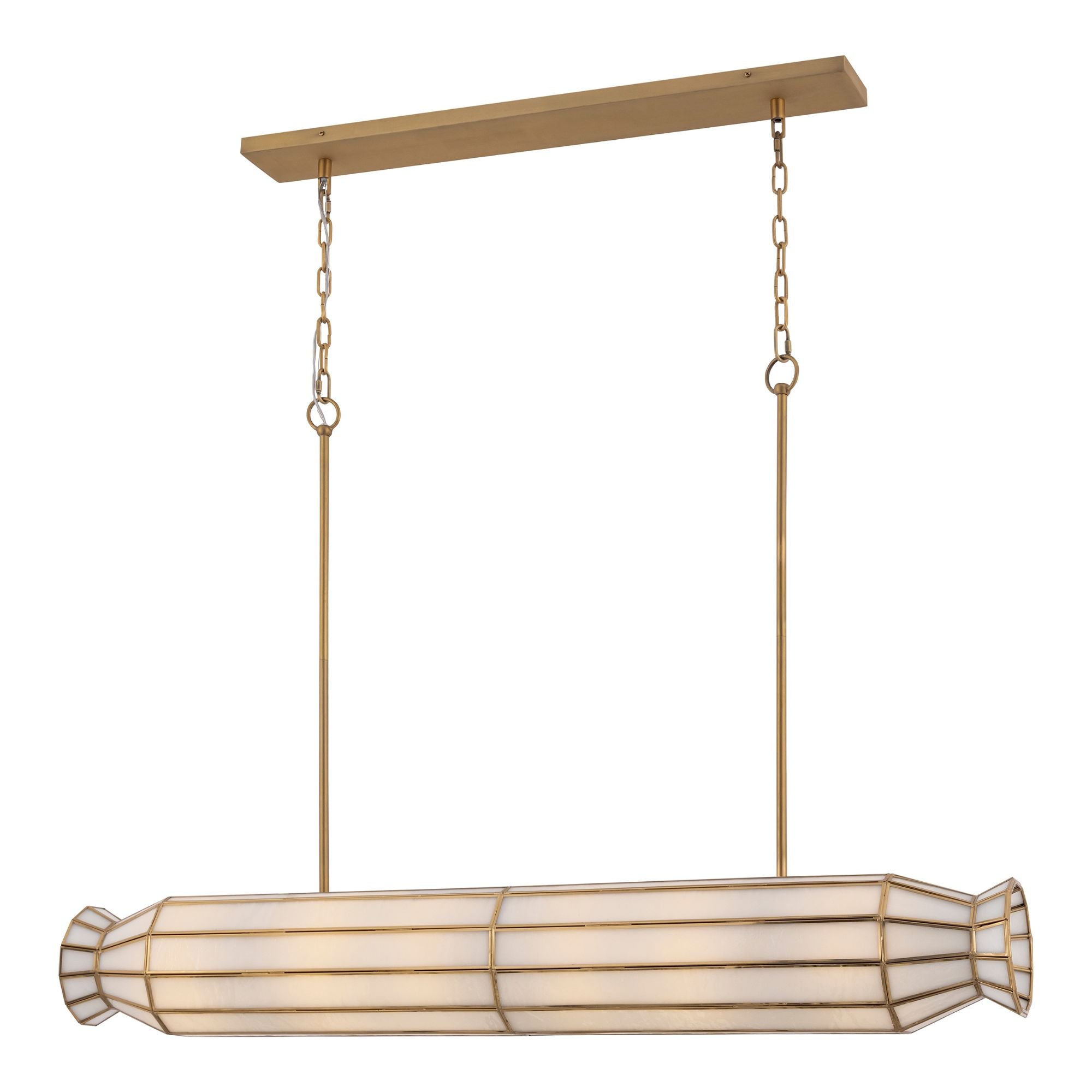 Metropolitan Jaxen 48 in. 6-Light Linear Chandelier, Legacy Brass & White Handmade