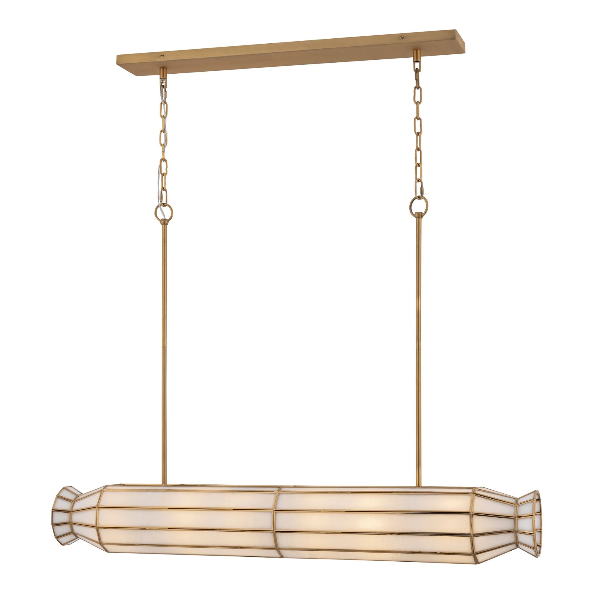 Metropolitan Jaxen 48 in. 6-Light Linear Chandelier, Legacy Brass & White Handmade