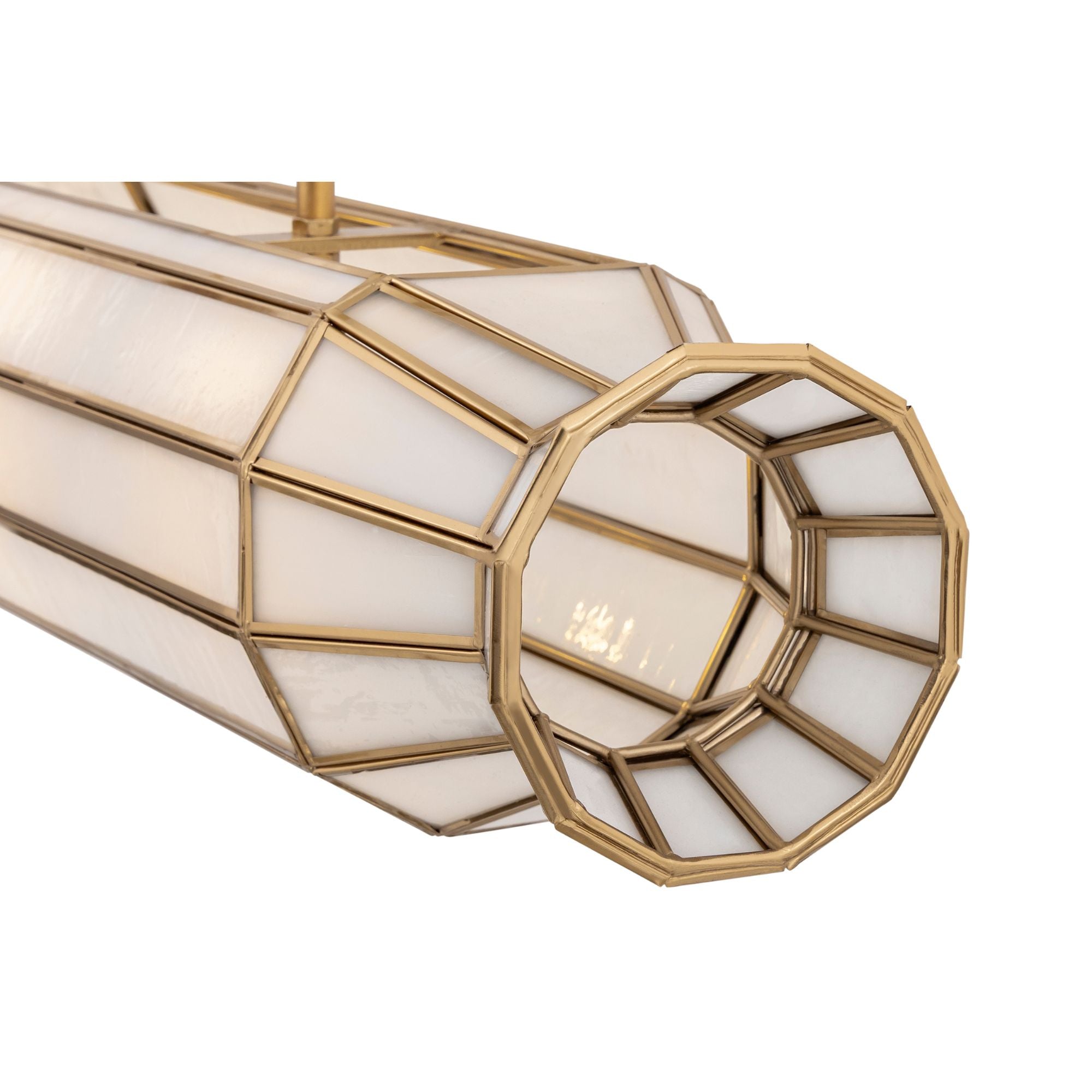 Metropolitan Jaxen 48 in. 6-Light Linear Chandelier, Legacy Brass & White Handmade