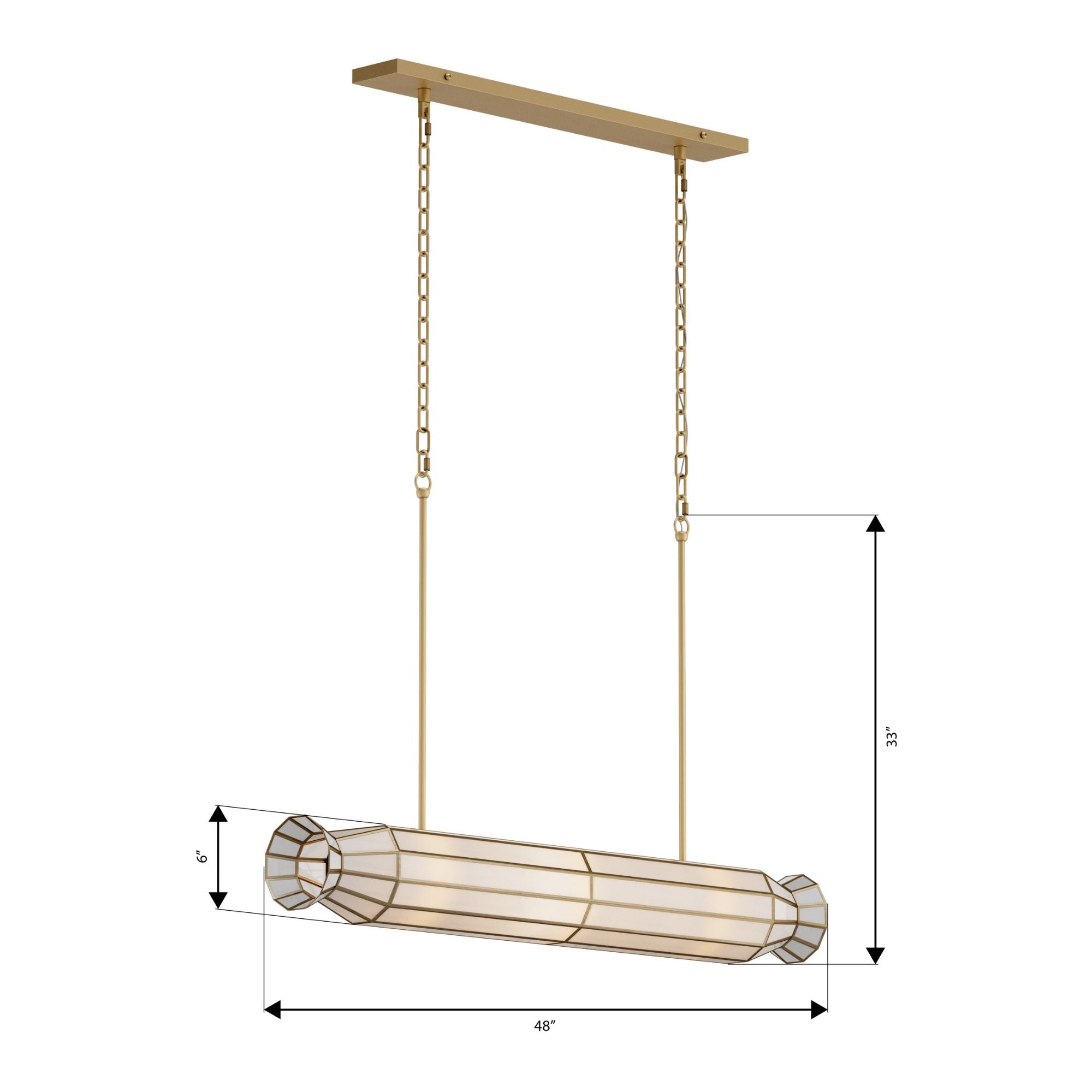 Metropolitan Jaxen 48 in. 6-Light Linear Chandelier, Legacy Brass & White Handmade