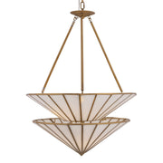 Metropolitan Jaxen 24.5 in. 3-Light Pendant, Legacy Brass with White Handmade Glass