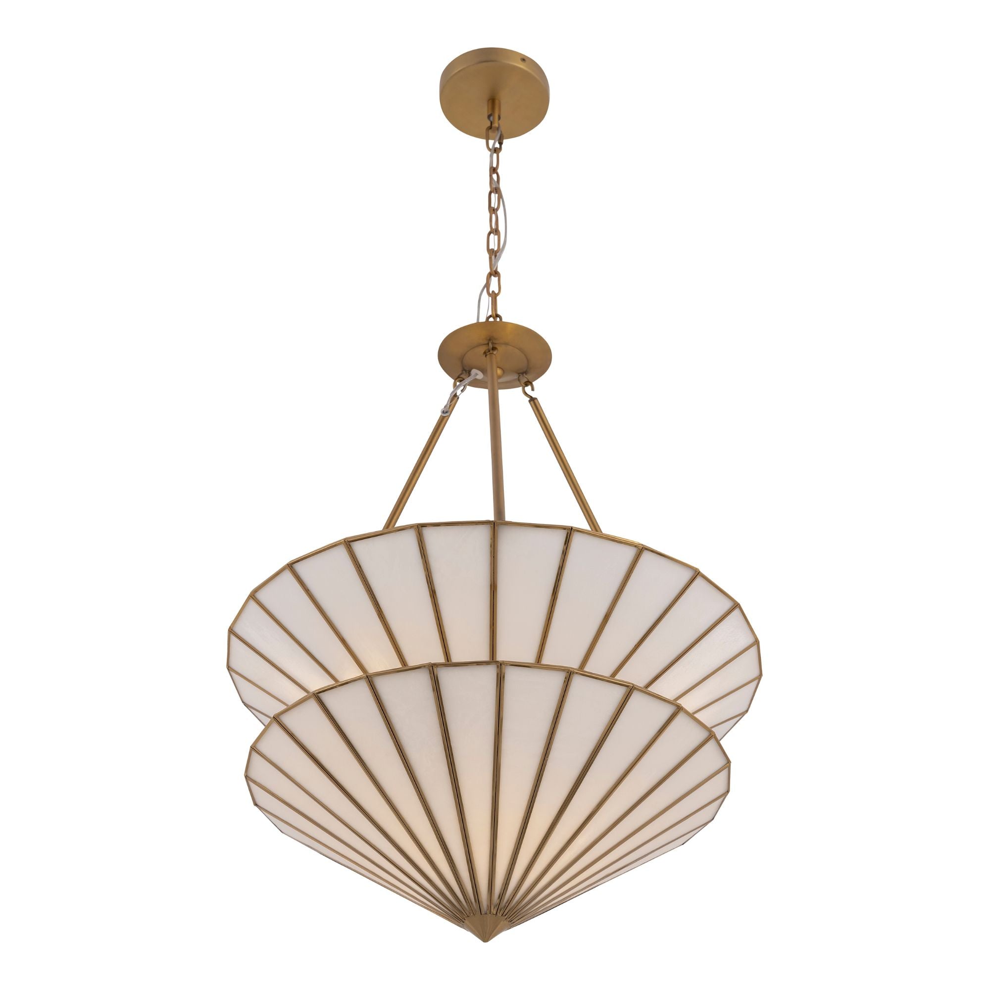 Metropolitan Jaxen 24.5 in. 3-Light Pendant, Legacy Brass with White Handmade Glass