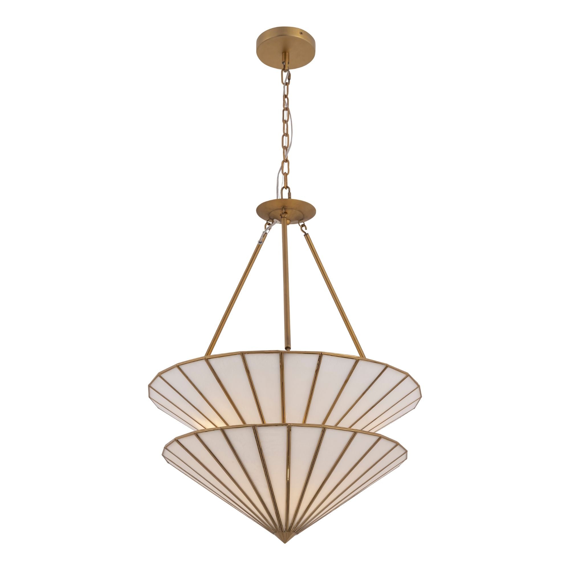 Metropolitan Jaxen 24.5 in. 3-Light Pendant, Legacy Brass with White Handmade Glass
