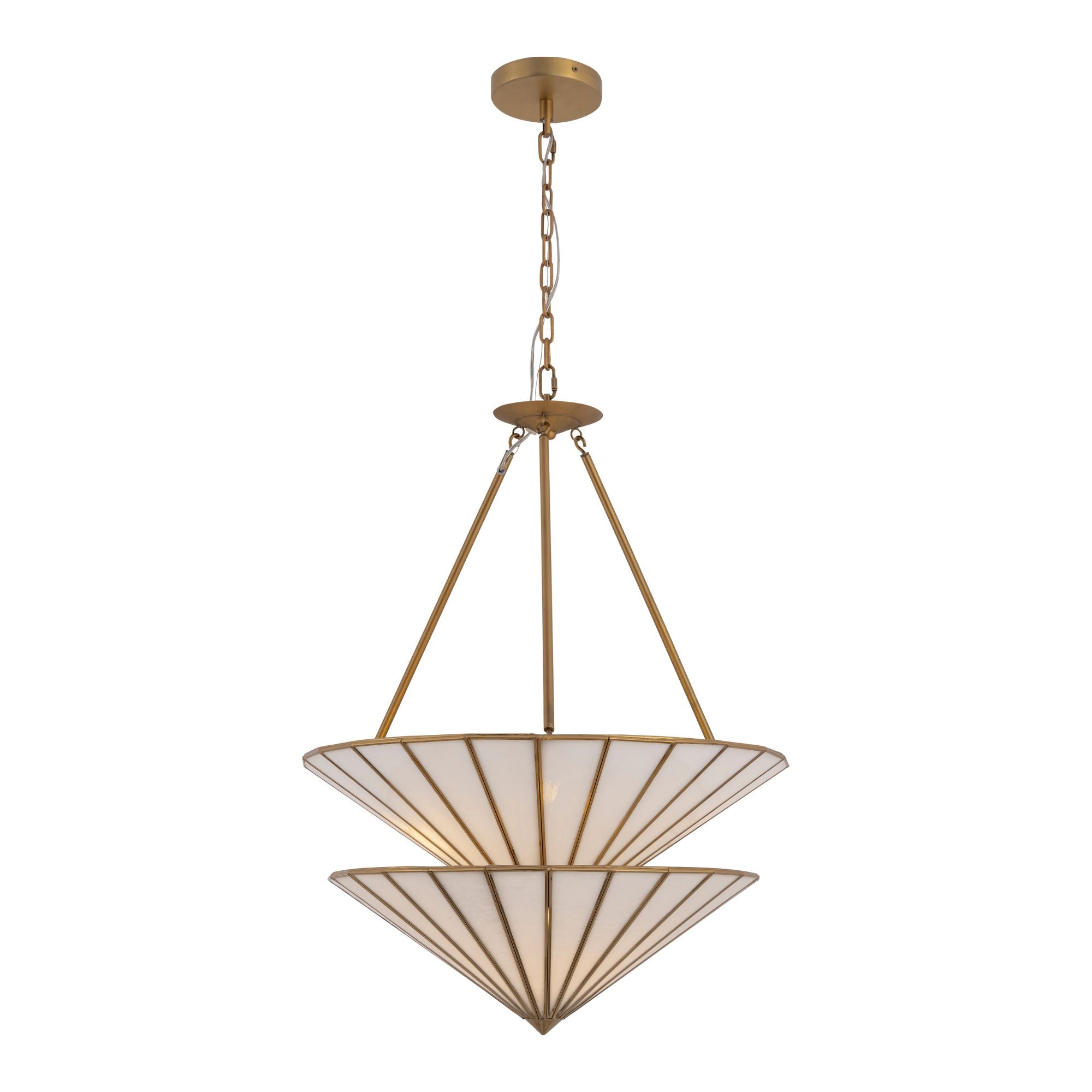 Metropolitan Jaxen 24.5 in. 3-Light Pendant, Legacy Brass with White Handmade Glass