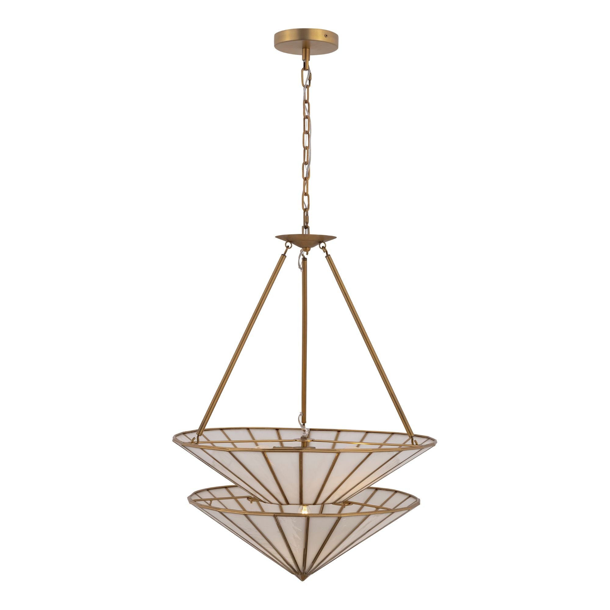Metropolitan Jaxen 24.5 in. 3-Light Pendant, Legacy Brass with White Handmade Glass