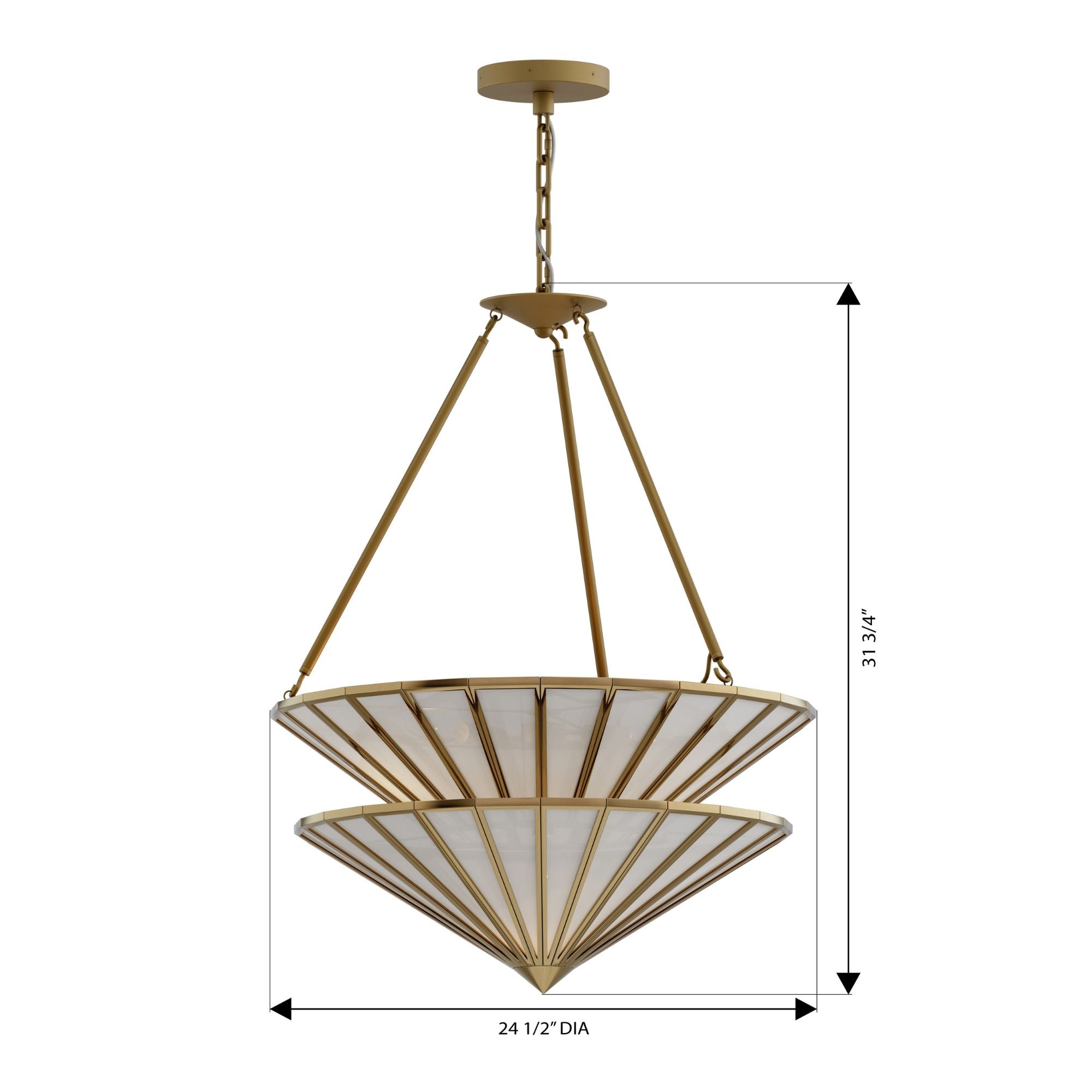 Metropolitan Jaxen 24.5 in. 3-Light Pendant, Legacy Brass with White Handmade Glass