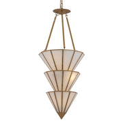 Metropolitan Jaxen 34.5 in. 5-Light Pendant, Legacy Brass with White Handmade Art Glass