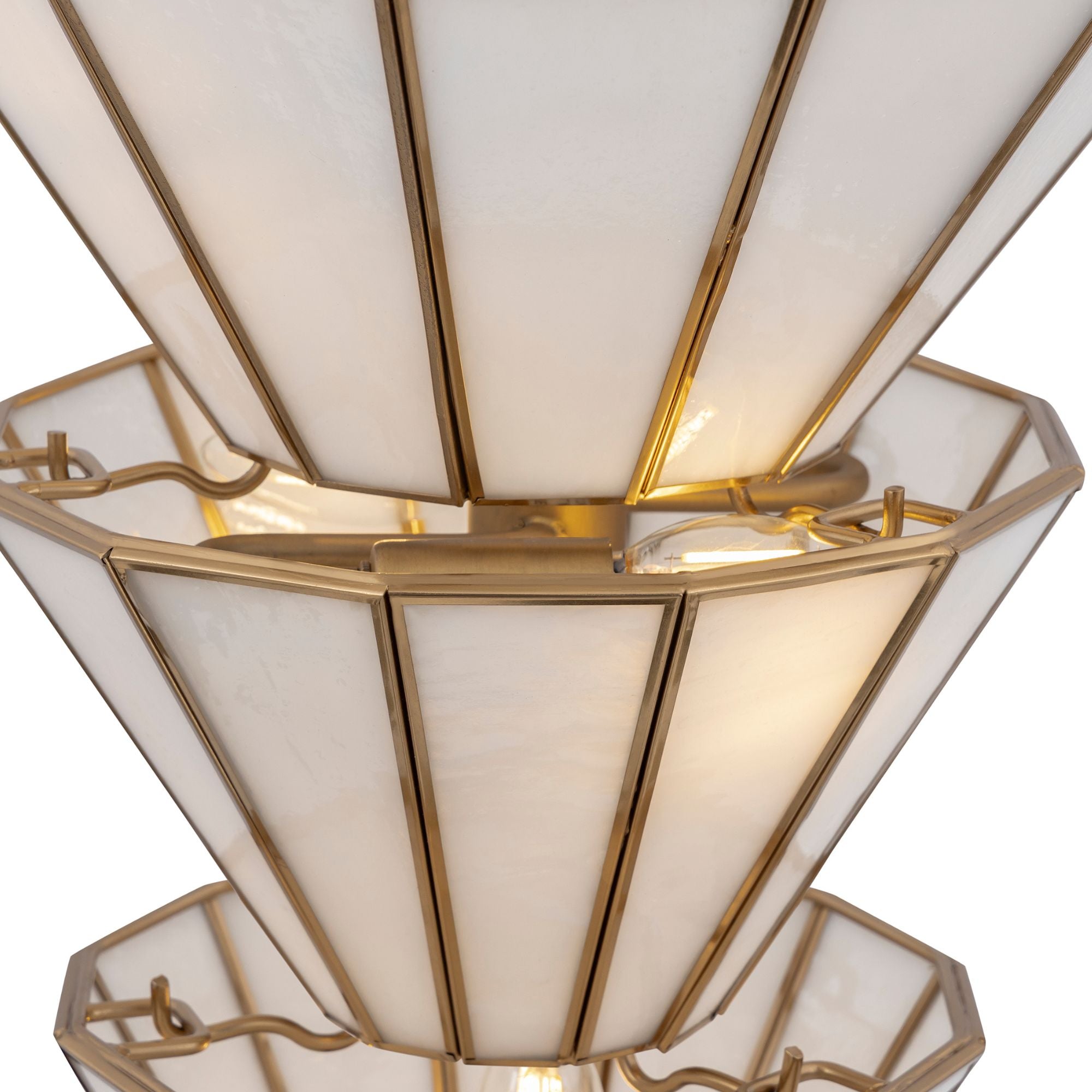 Metropolitan Jaxen 34.5 in. 5-Light Pendant, Legacy Brass with White Handmade Art Glass