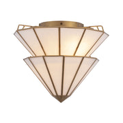Metropolitan Jaxen 17.75 in. 3-Light Semi-Flush Mount, Legacy Brass & White Handmade
