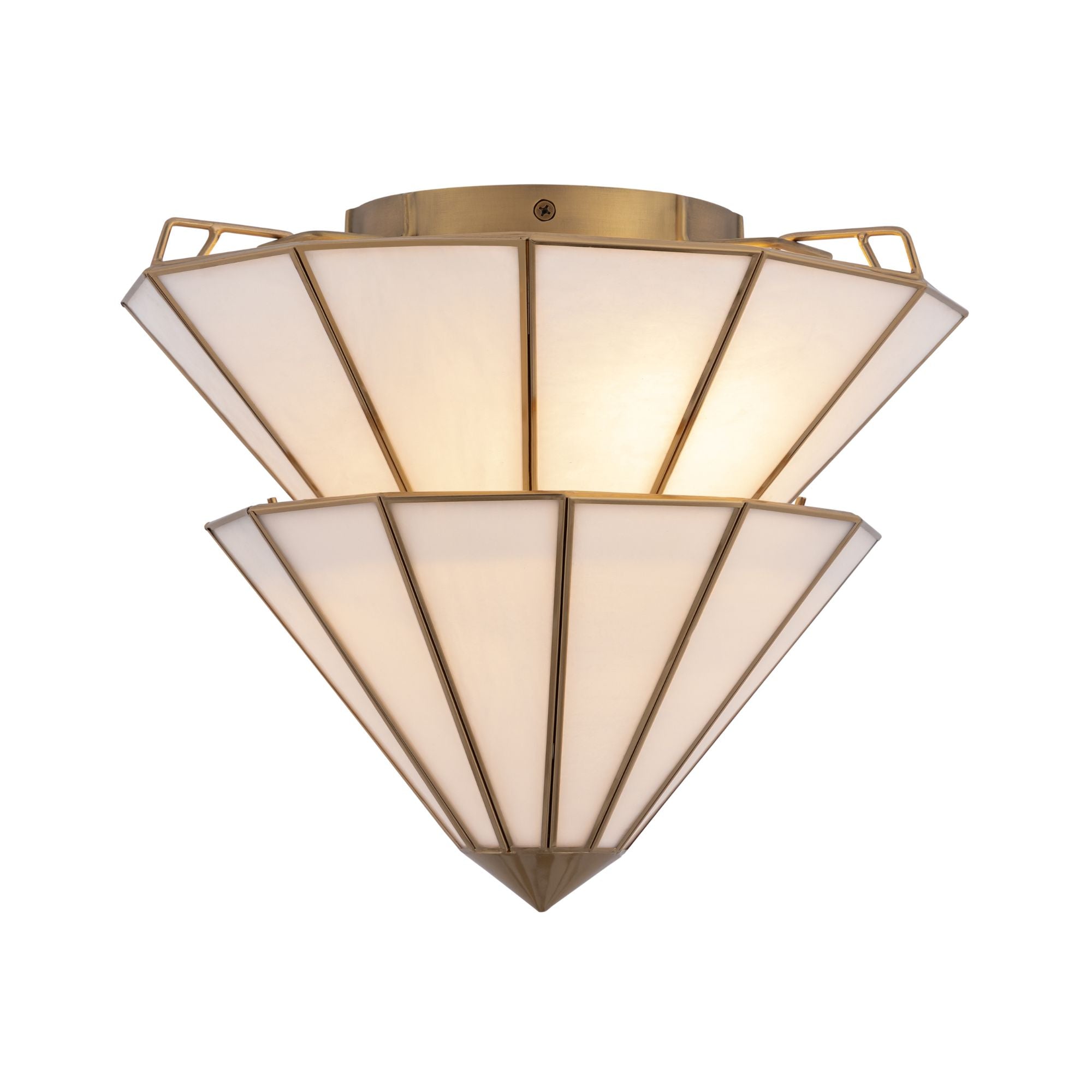 Metropolitan Jaxen 17.75 in. 3-Light Semi-Flush Mount, Legacy Brass & White Handmade