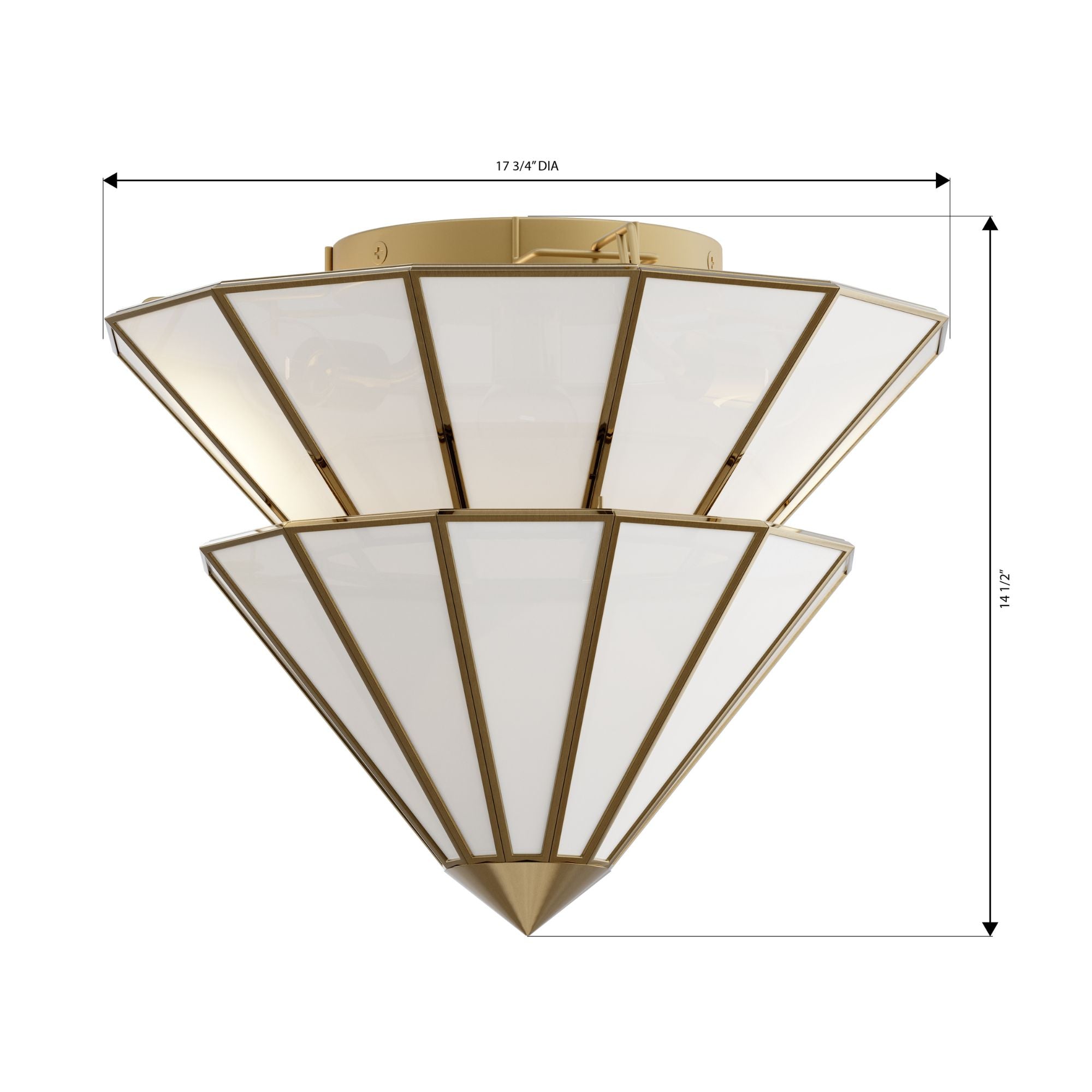 Metropolitan Jaxen 17.75 in. 3-Light Semi-Flush Mount, Legacy Brass & White Handmade