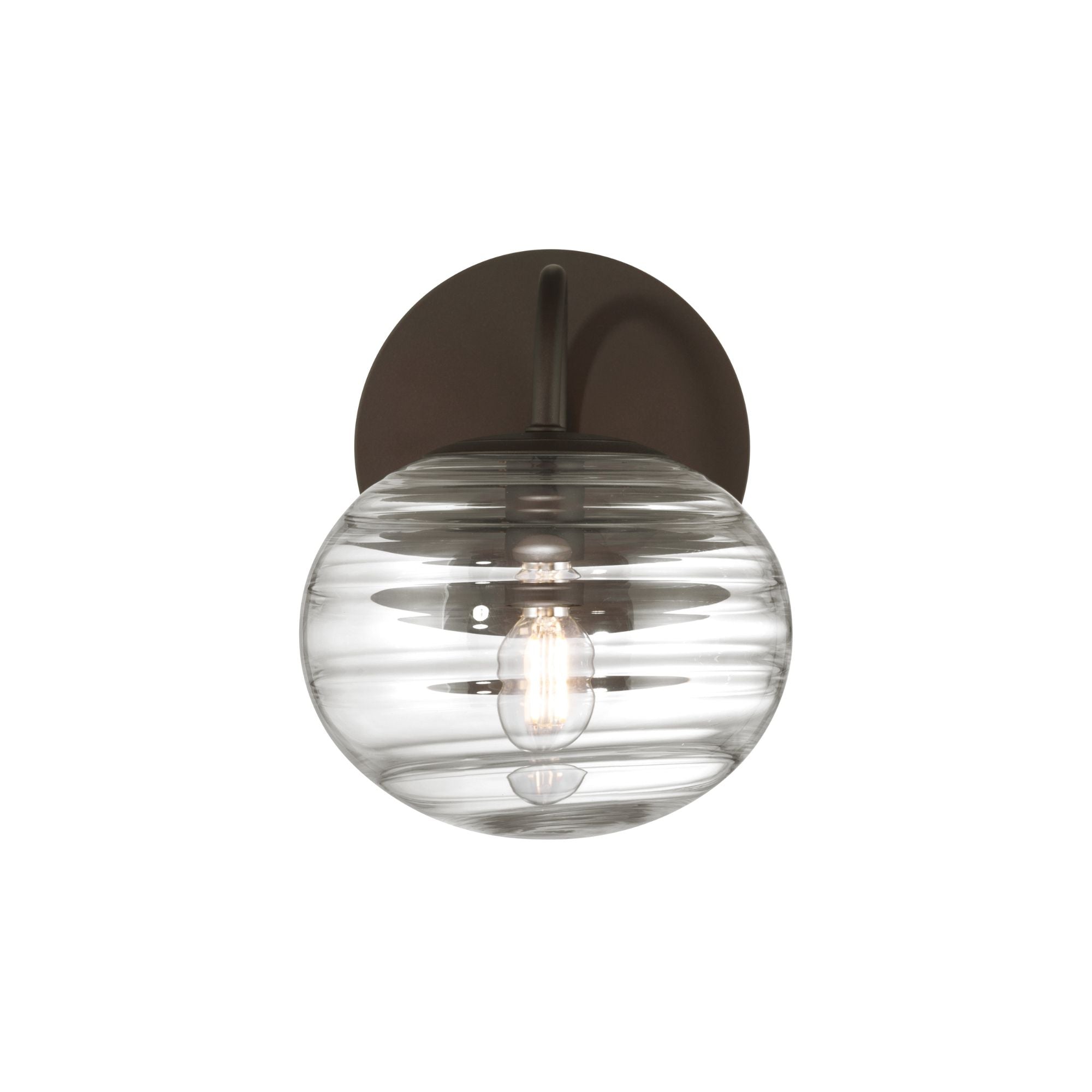 Metropolitan Lenora 8.25 in. Bathroom Vanity Light, Dark Bronze with Clear Ribbed Globe Glass