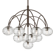 Metropolitan Lenora 34.25 in. 13-Light Chandelier, Dark Bronze with Clear Ribbed Glass