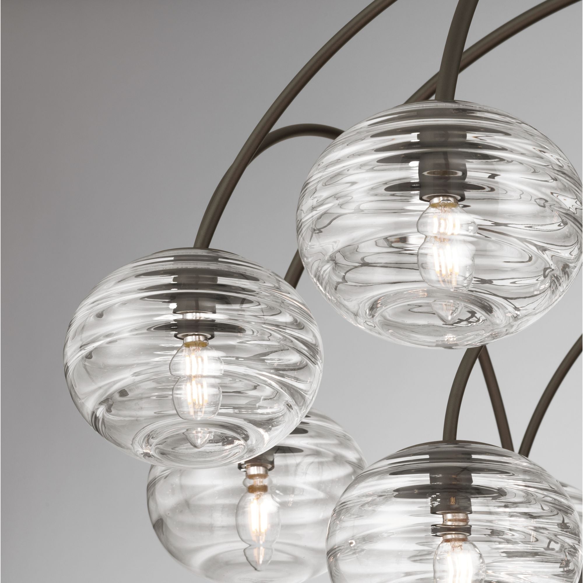 Metropolitan Lenora 34.25 in. 13-Light Chandelier, Dark Bronze with Clear Ribbed Glass