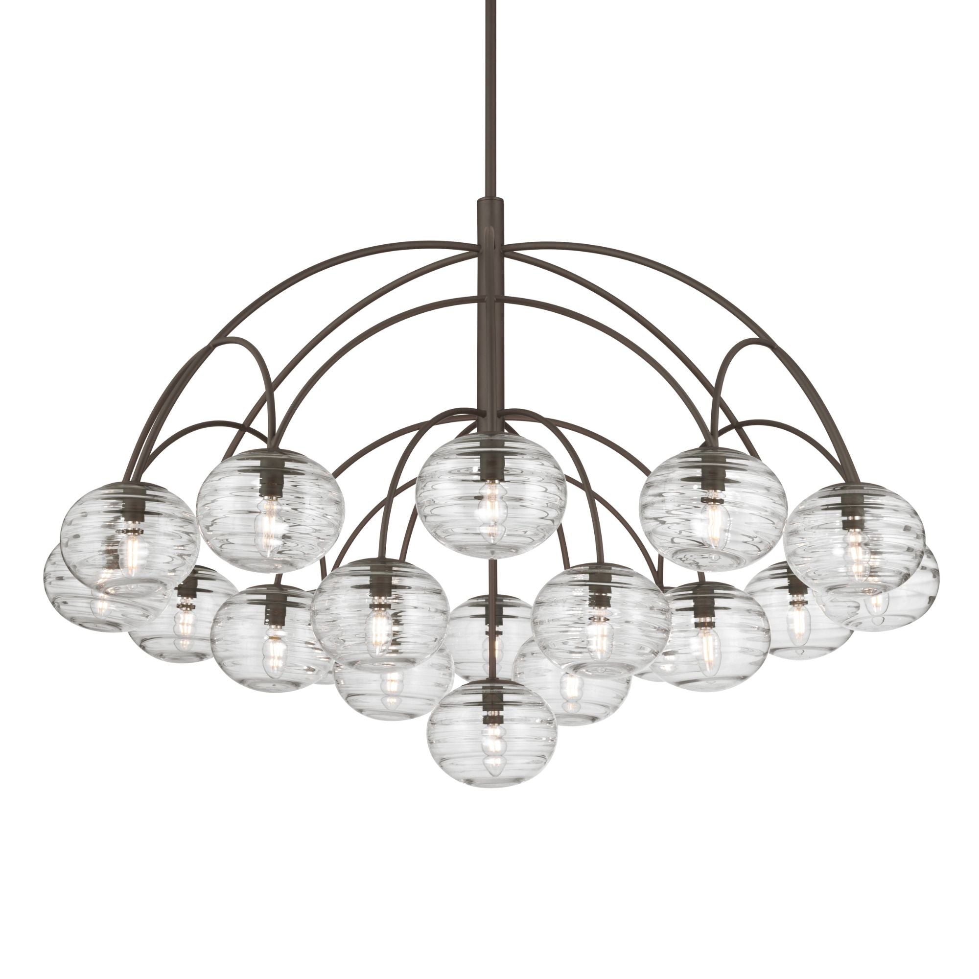 Metropolitan Lenora 47.75 in. 19-Light Chandelier, Dark Bronze with Clear Ribbed Glass