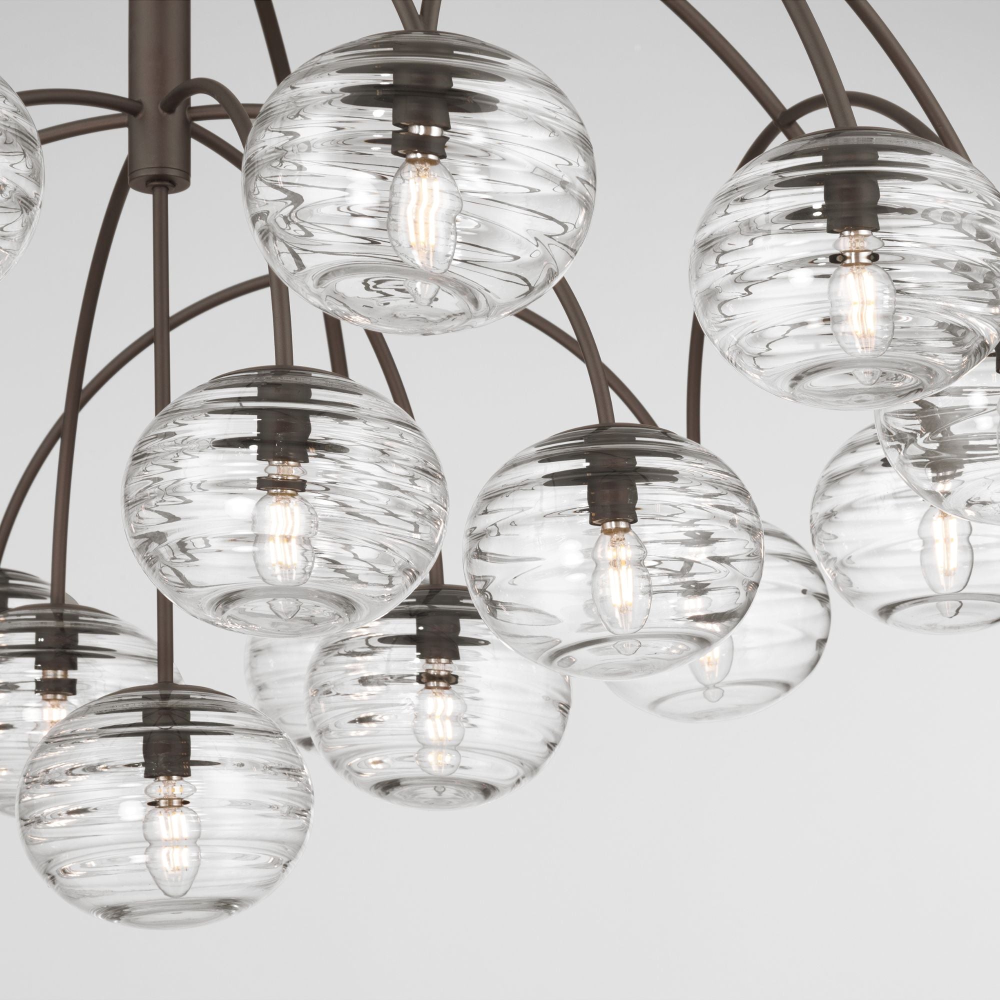 Metropolitan Lenora 47.75 in. 19-Light Chandelier, Dark Bronze with Clear Ribbed Glass