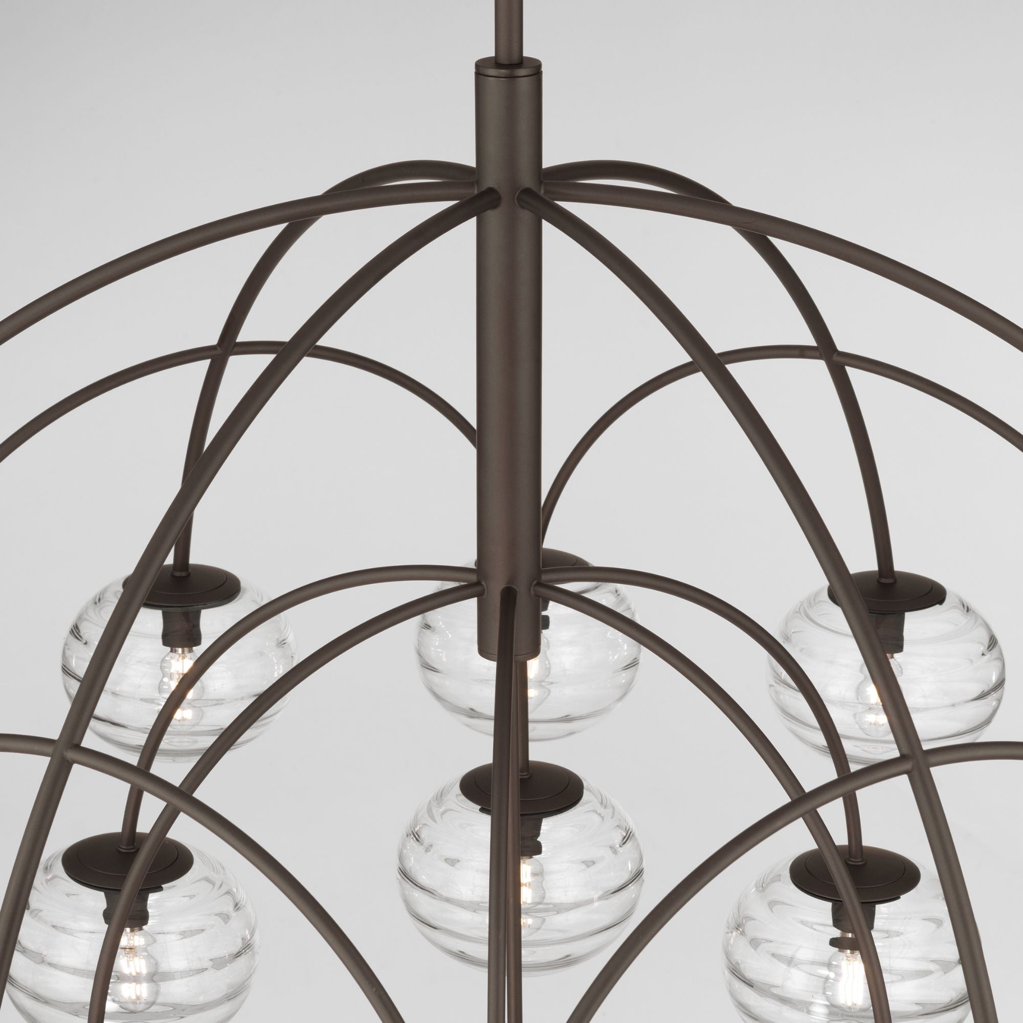 Metropolitan Lenora 47.75 in. 19-Light Chandelier, Dark Bronze with Clear Ribbed Glass