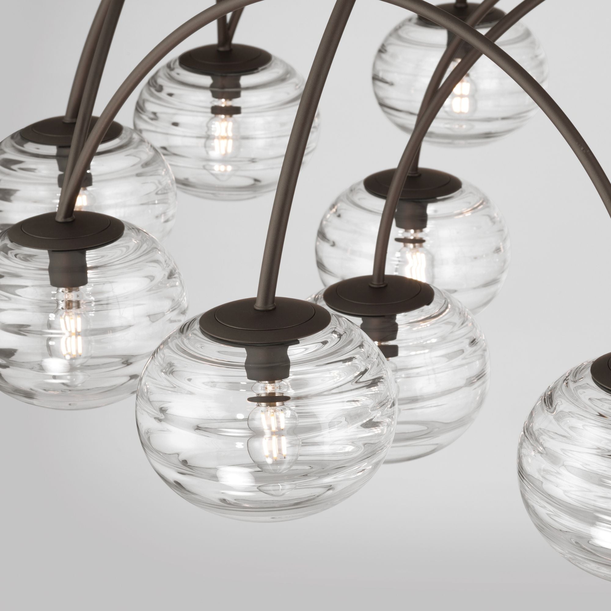 Metropolitan Lenora 47.75 in. 19-Light Chandelier, Dark Bronze with Clear Ribbed Glass