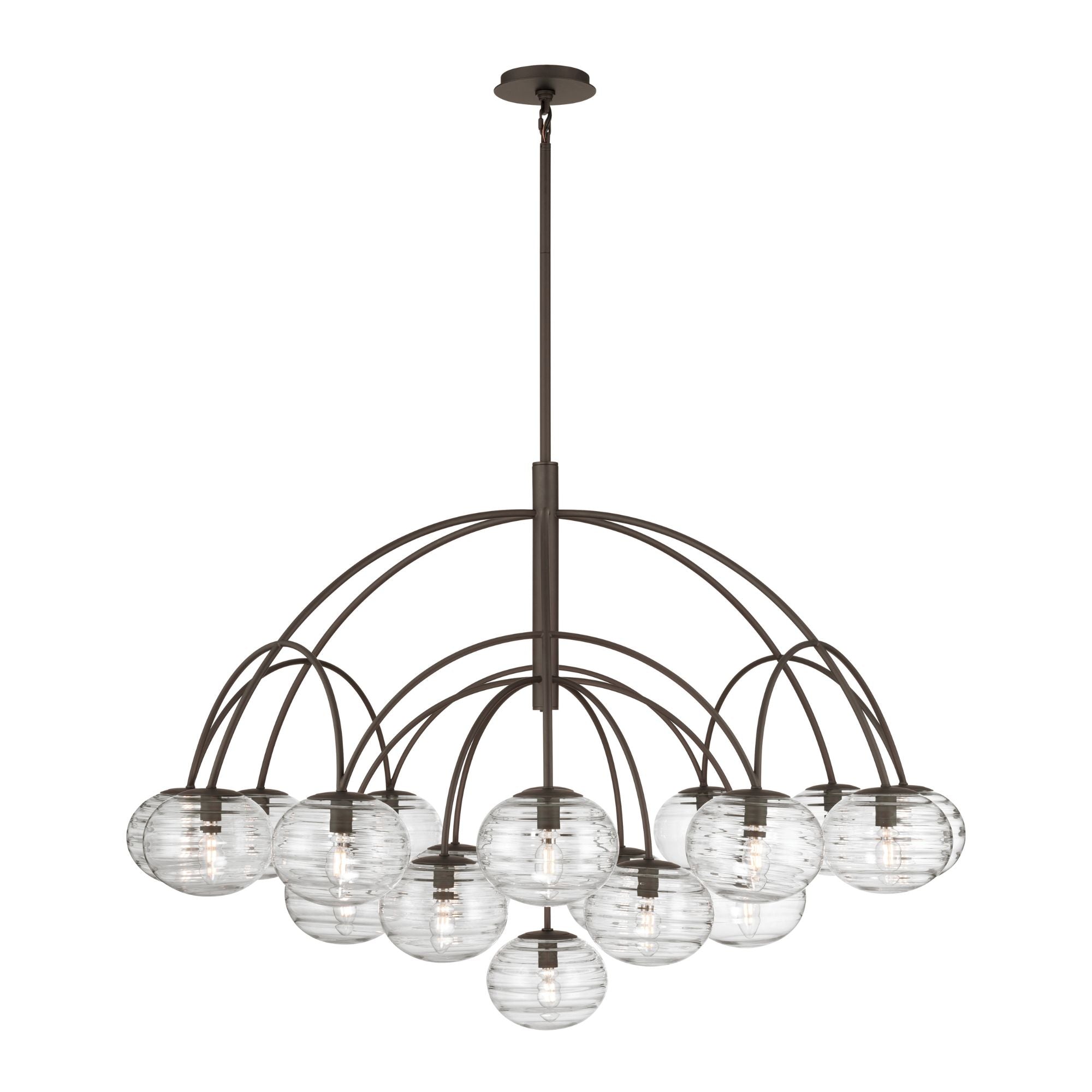 Metropolitan Lenora 47.75 in. 19-Light Chandelier, Dark Bronze with Clear Ribbed Glass