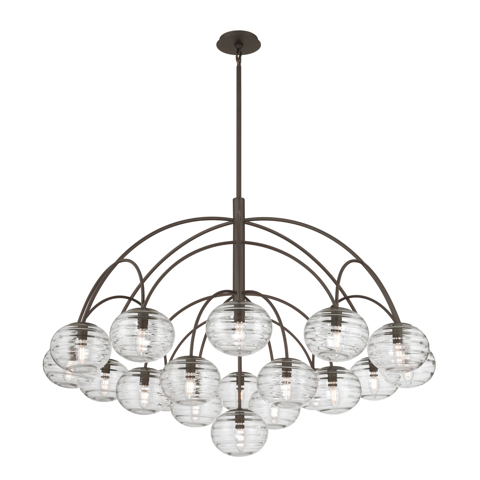 Metropolitan Lenora 47.75 in. 19-Light Chandelier, Dark Bronze with Clear Ribbed Glass