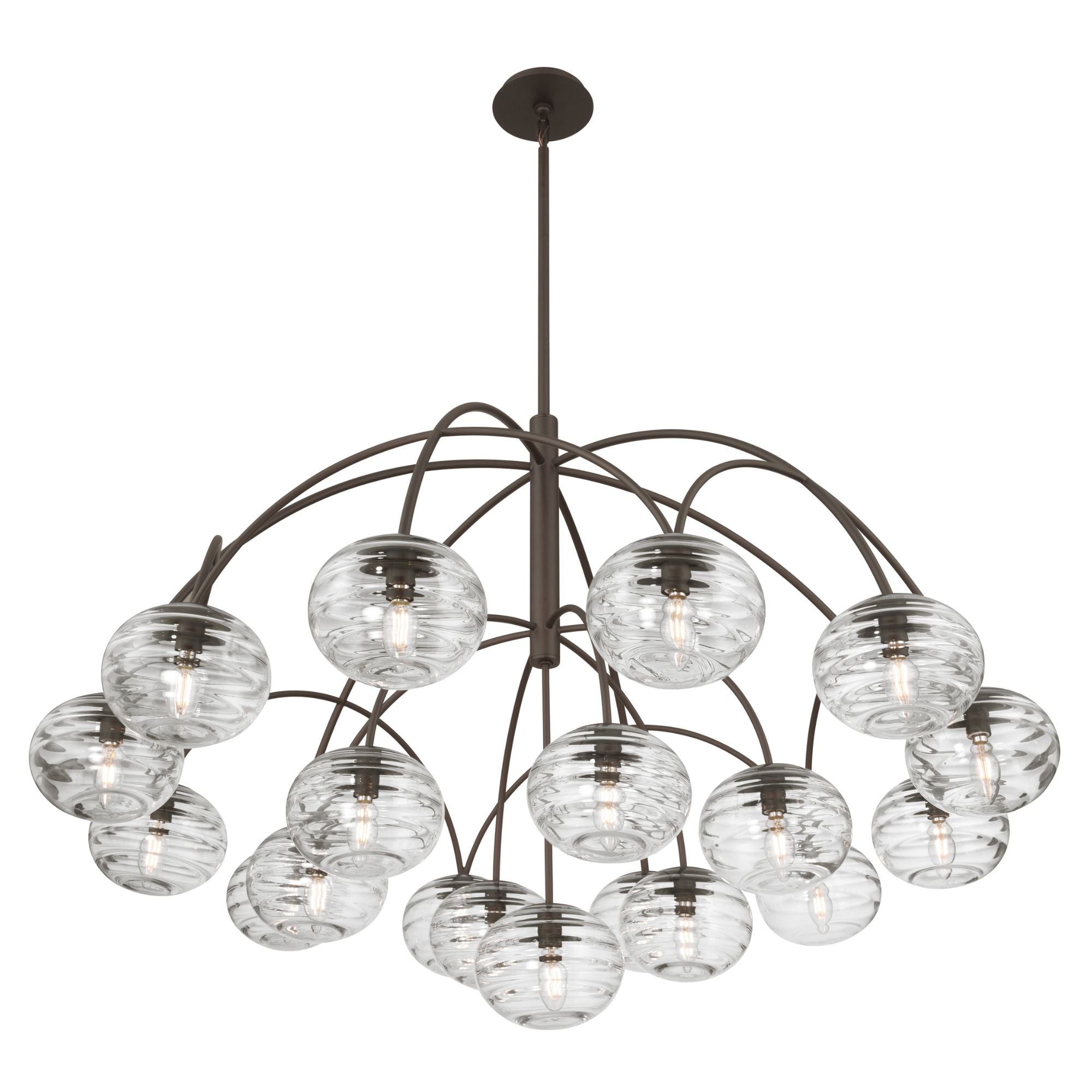 Metropolitan Lenora 47.75 in. 19-Light Chandelier, Dark Bronze with Clear Ribbed Glass