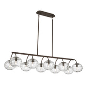 Metropolitan Lenora 47 in. 10-Light Linear Chandelier, Dark Bronze with Clear Ribbed Glass