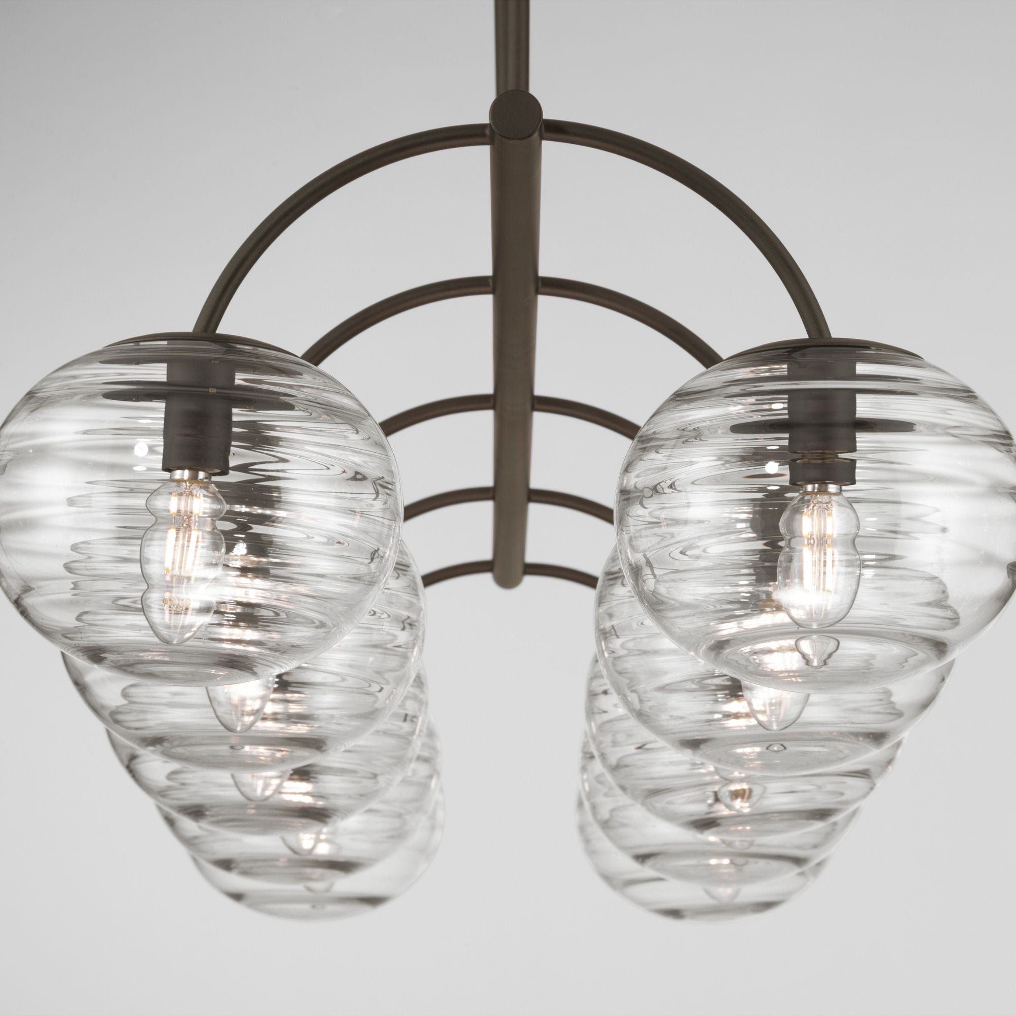 Metropolitan Lenora 47 in. 10-Light Linear Chandelier, Dark Bronze with Clear Ribbed Glass