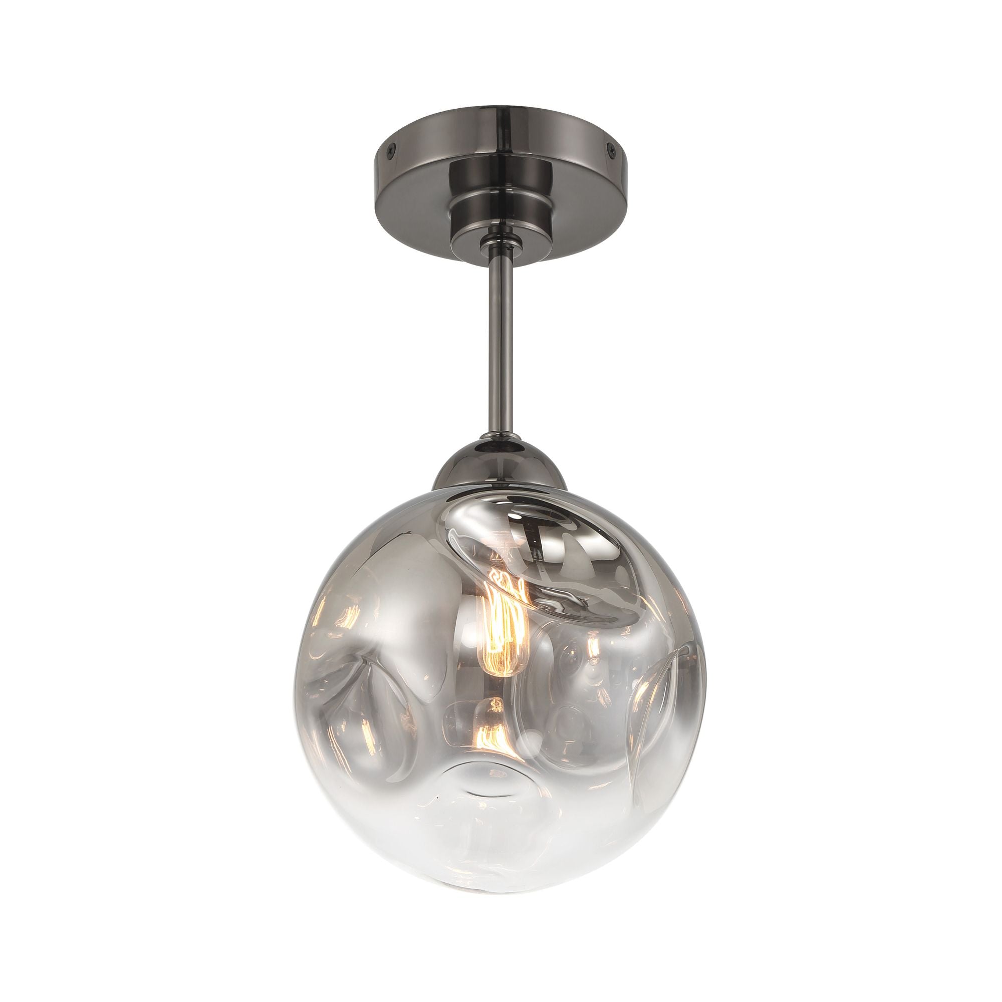 Neveh 15" Semi-Flush Mount, Gun Metal Finish