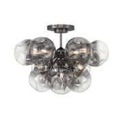 Neveh 28" 12-Light Semi-Flush Mount, Gun Metal Finish