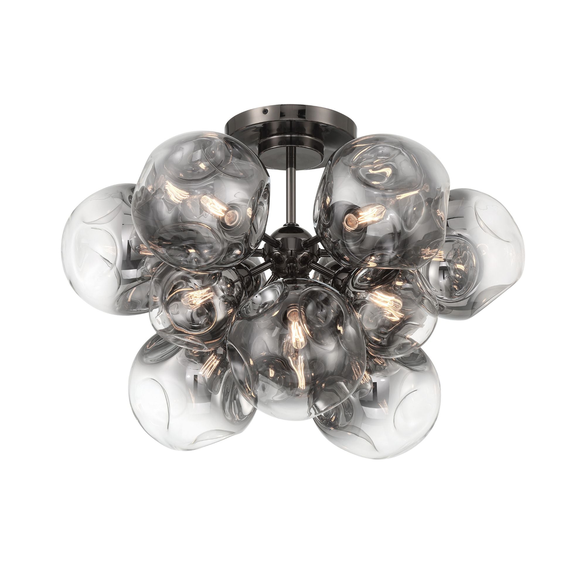Neveh 28" 12-Light Semi-Flush Mount, Gun Metal Finish