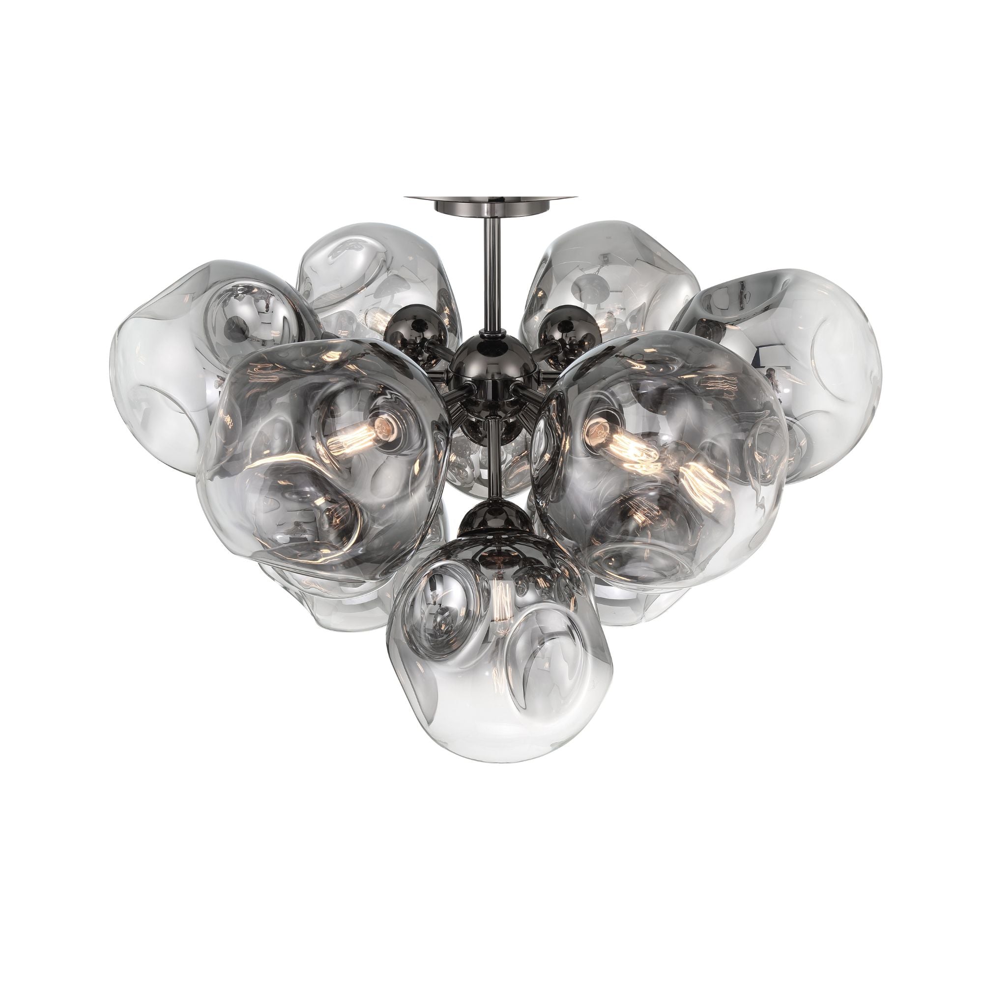 Neveh 28" 12-Light Semi-Flush Mount, Gun Metal Finish