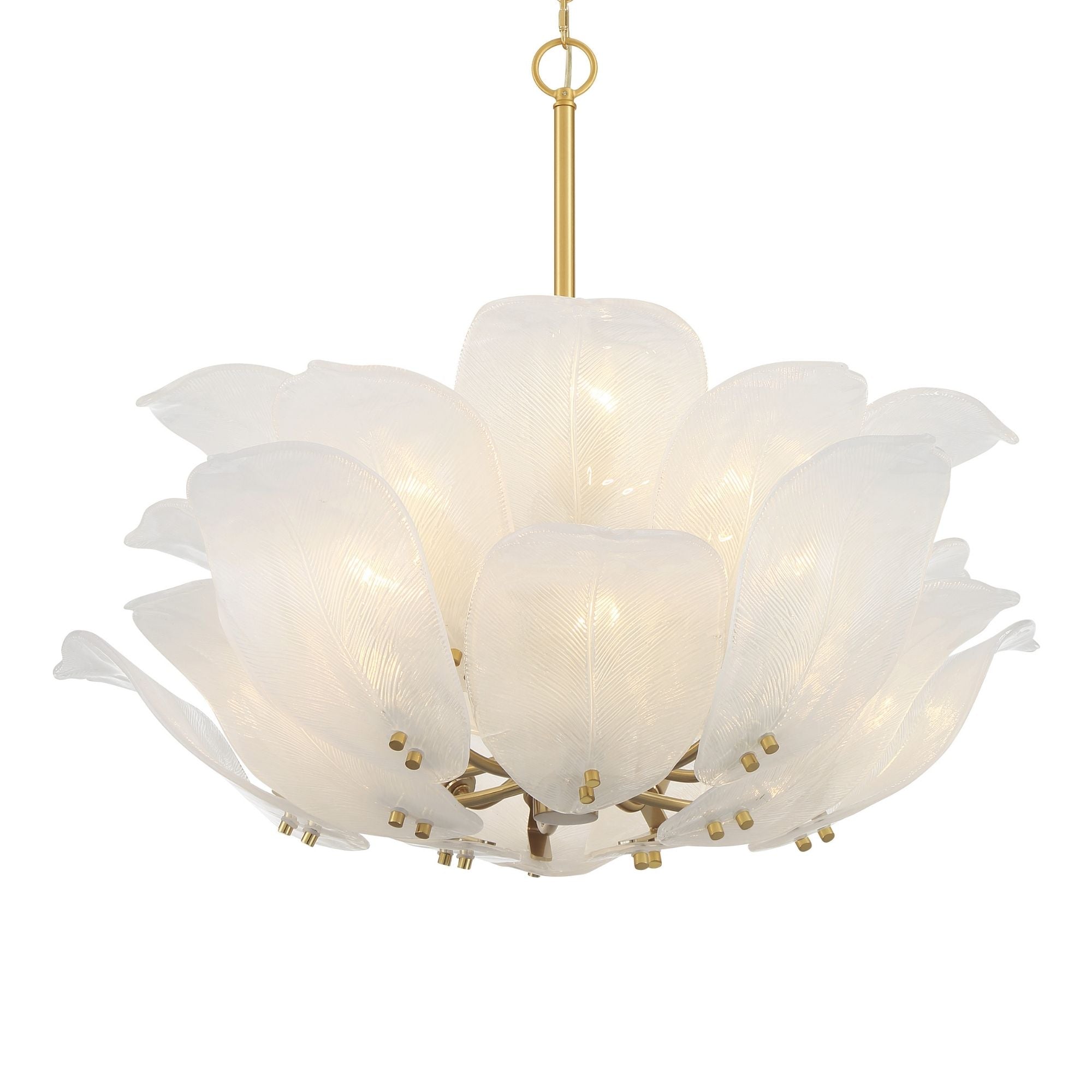 Metropolitan Orchid 28.5" 10-Light Pendant, Legacy Brass with Handmade Glass Shades