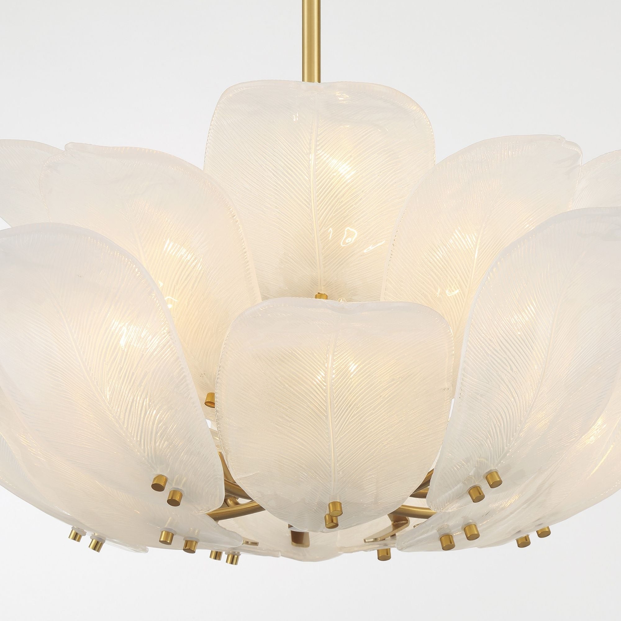Metropolitan Orchid 28.5" 10-Light Pendant, Legacy Brass with Handmade Glass Shades