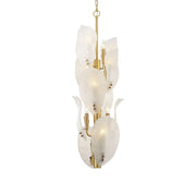 Metropolitan Orchid 35.5 in. 10-Light Pendant, Legacy Brass with Handmade White Glass Shades