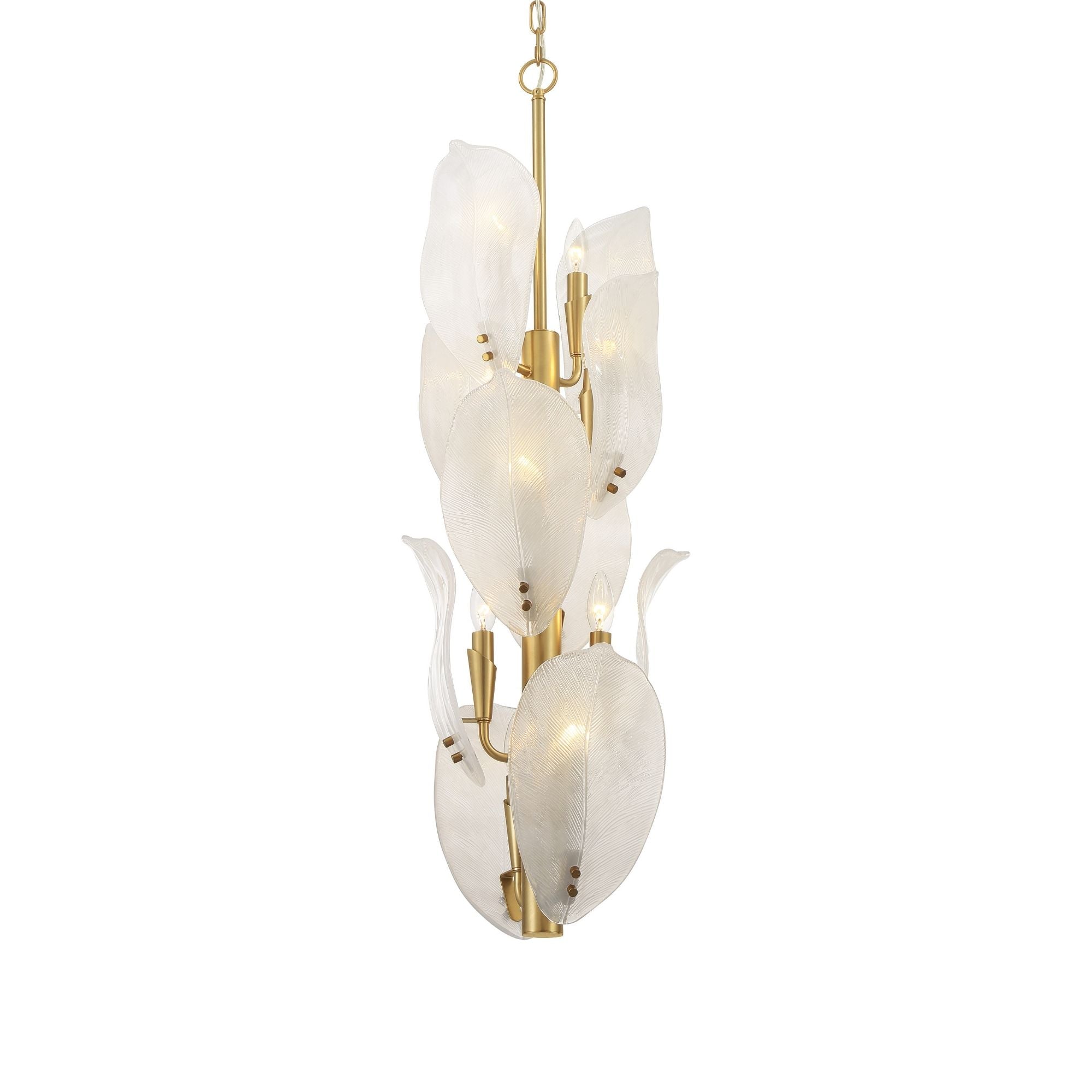 Metropolitan Orchid 35.5 in. 10-Light Pendant, Legacy Brass with Handmade White Glass Shades