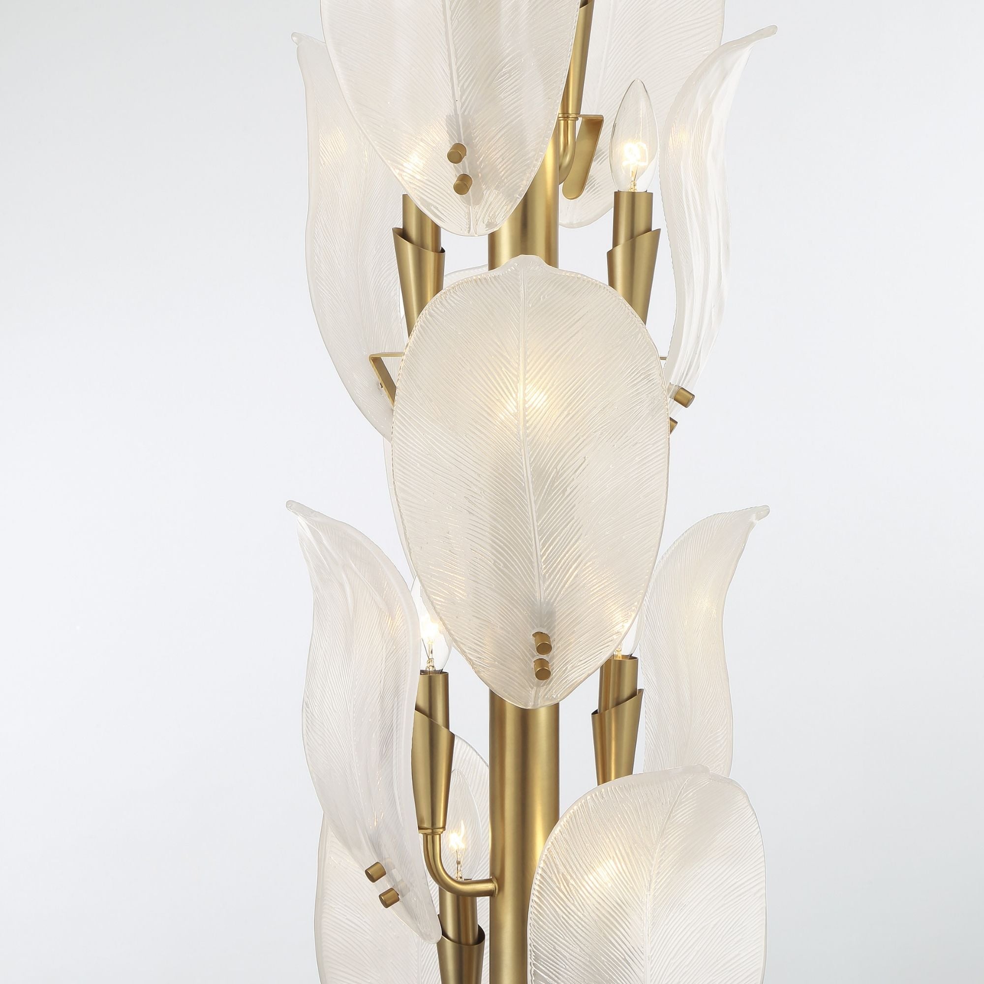 Metropolitan Orchid 35.5 in. 10-Light Pendant, Legacy Brass with Handmade White Glass Shades