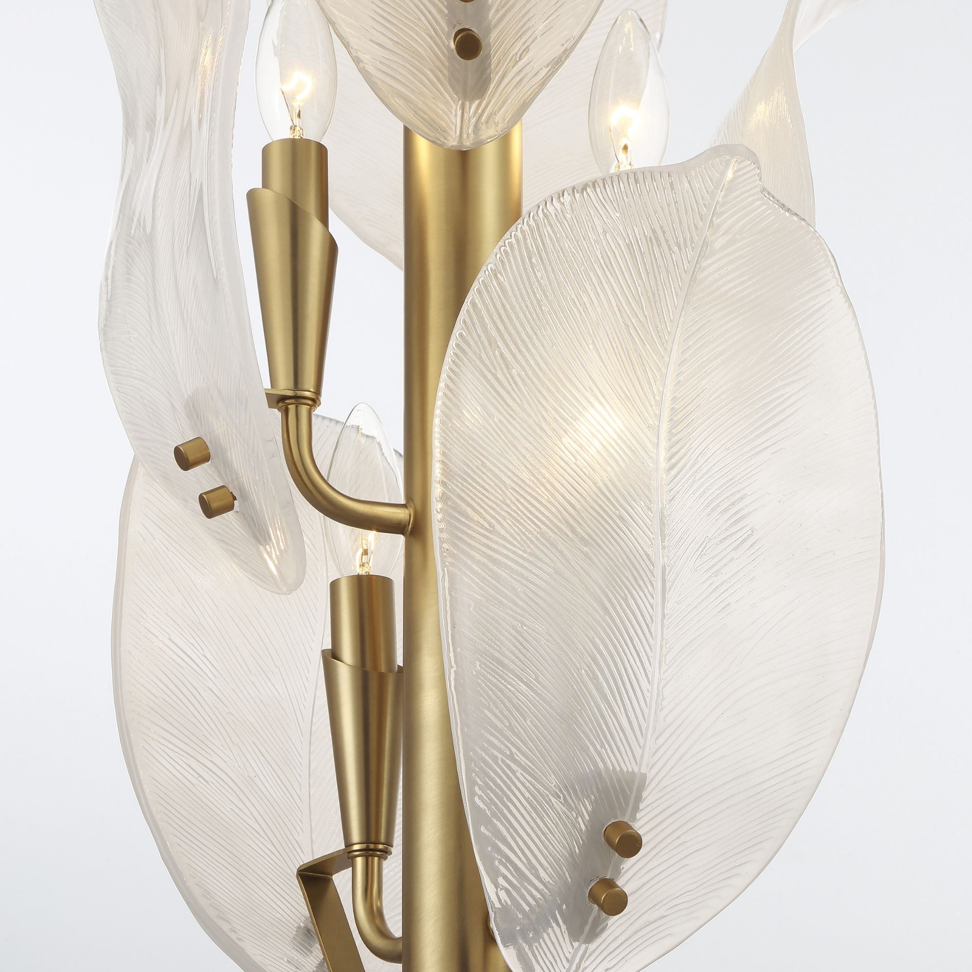 Metropolitan Orchid 35.5 in. 10-Light Pendant, Legacy Brass with Handmade White Glass Shades