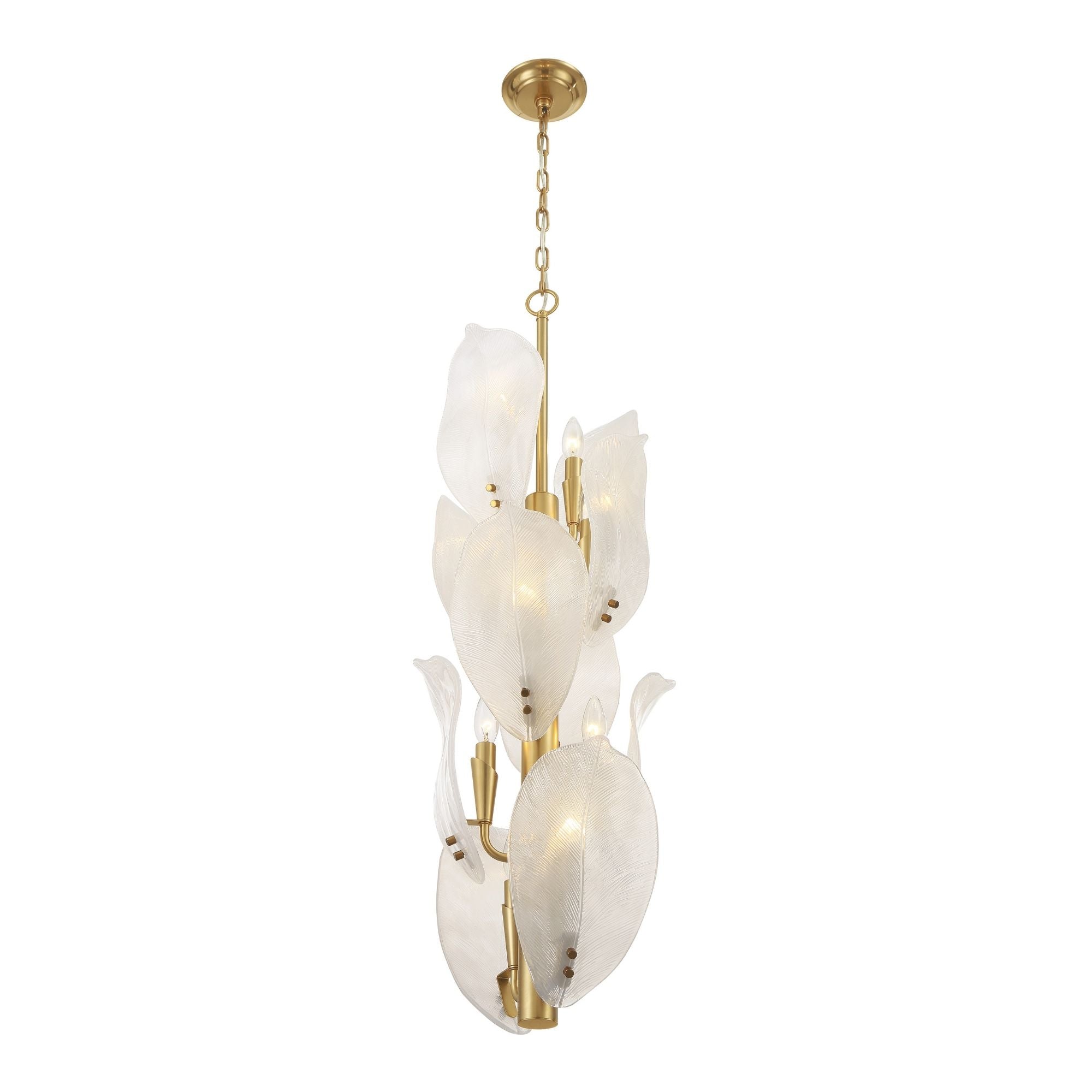 Metropolitan Orchid 35.5 in. 10-Light Pendant, Legacy Brass with Handmade White Glass Shades