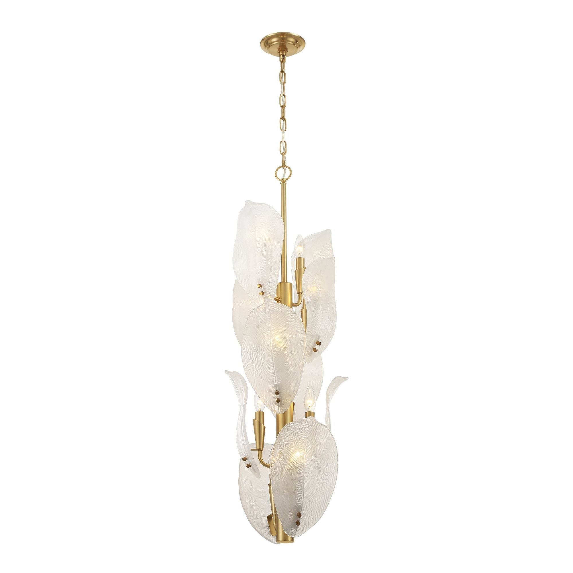 Metropolitan Orchid 35.5 in. 10-Light Pendant, Legacy Brass with Handmade White Glass Shades