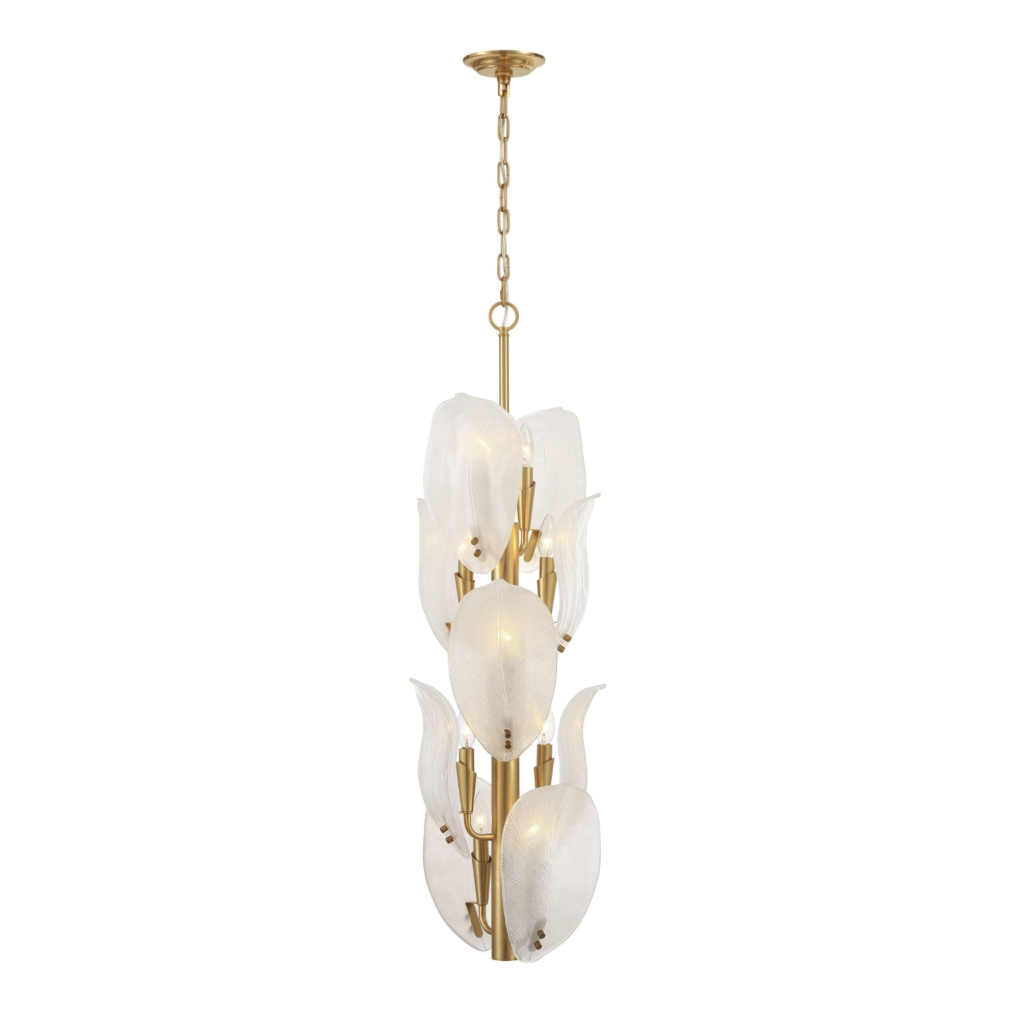 Metropolitan Orchid 35.5 in. 10-Light Pendant, Legacy Brass with Handmade White Glass Shades