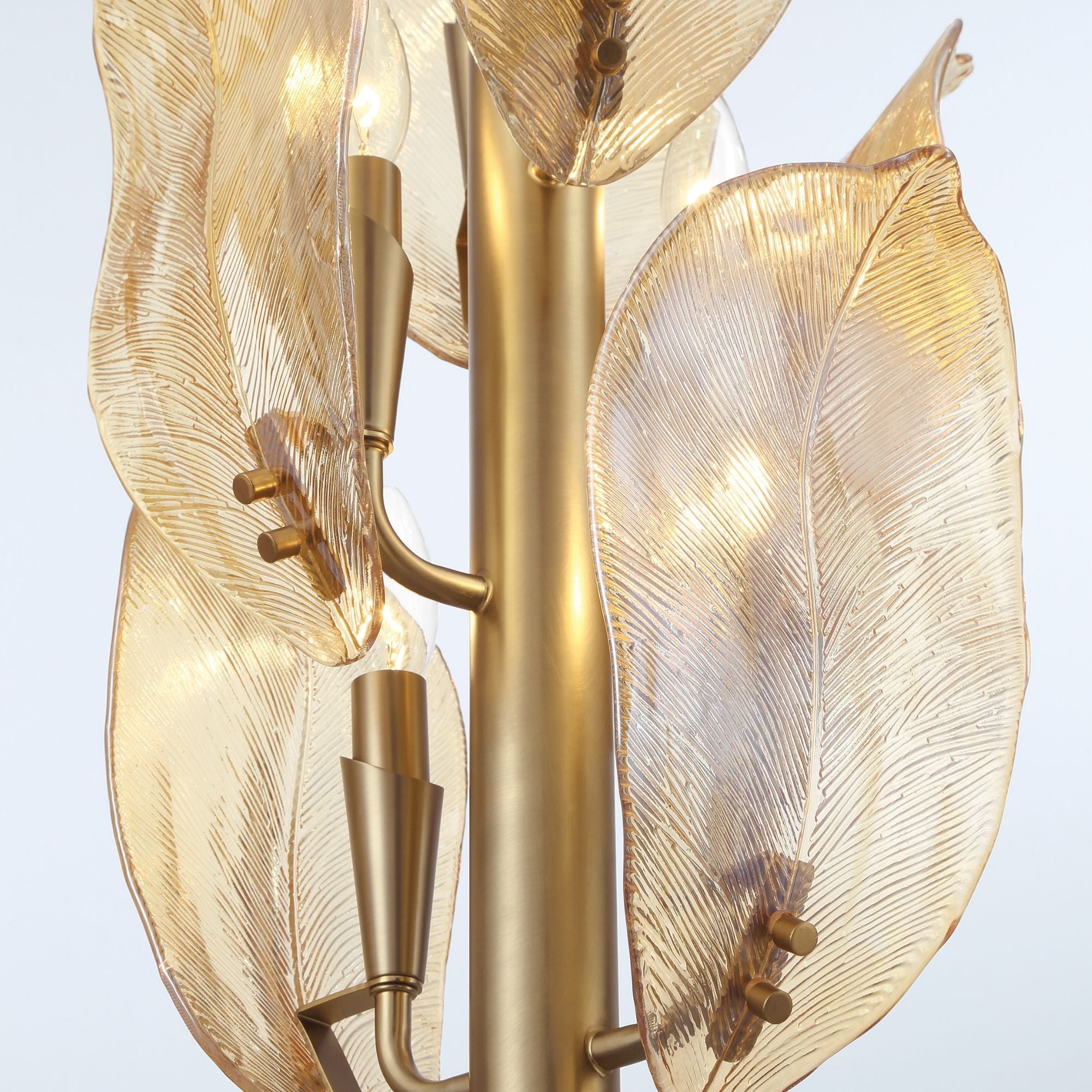 Metropolitan Orchid 35.5" 10-Light Pendant, Legacy Brass with Amber Handmade Glass