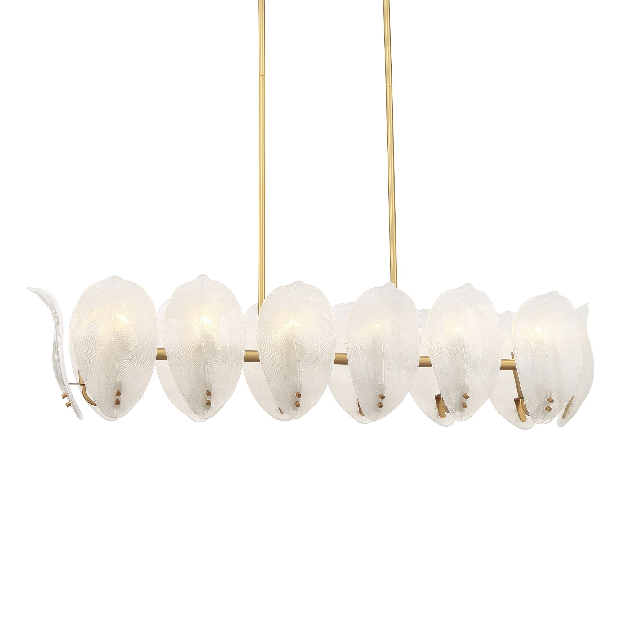 Metropolitan Orchid 48 in. 14-Light Island Pendant, Legacy Brass with Handmade Glass Shades