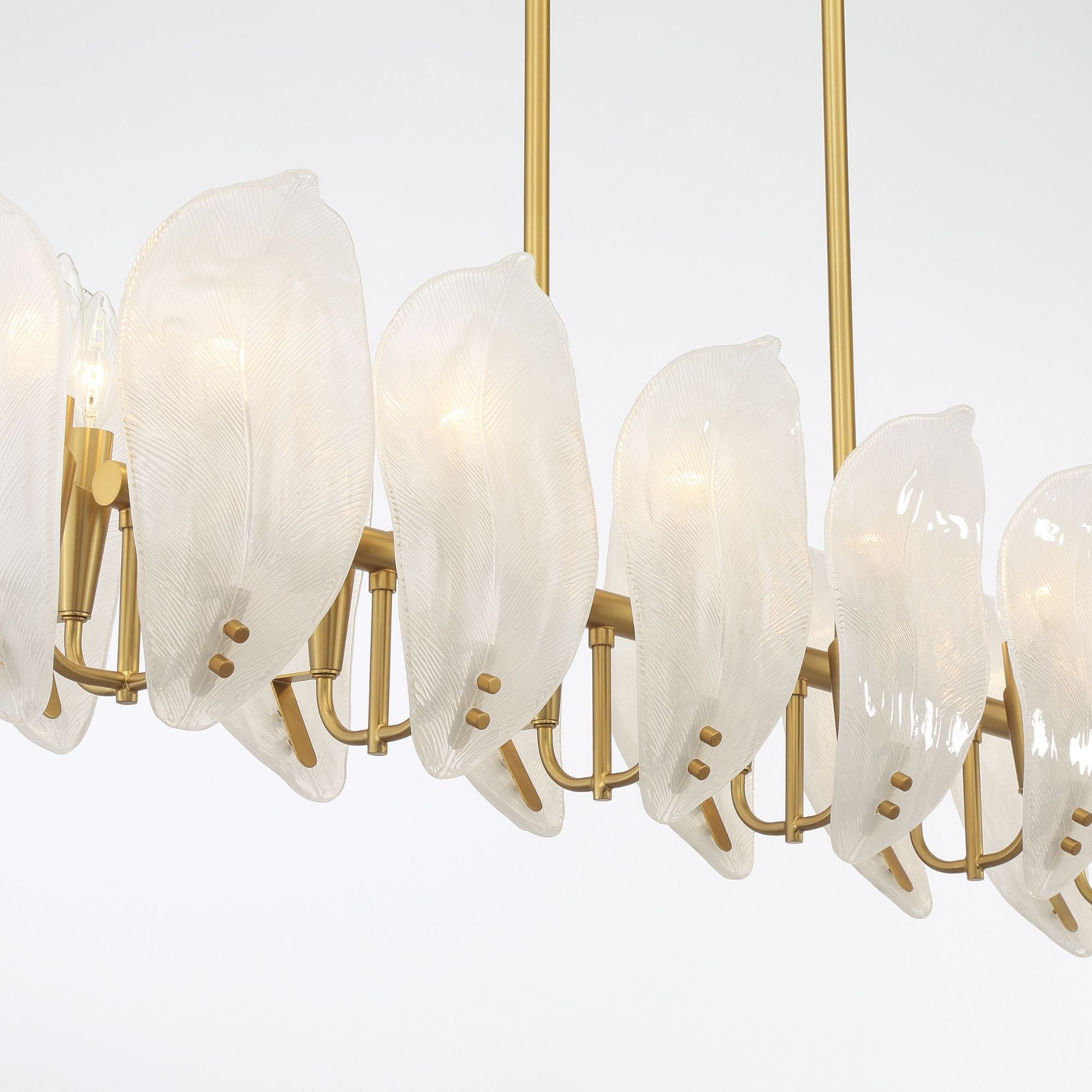 Metropolitan Orchid 48 in. 14-Light Island Pendant, Legacy Brass with Handmade Glass Shades