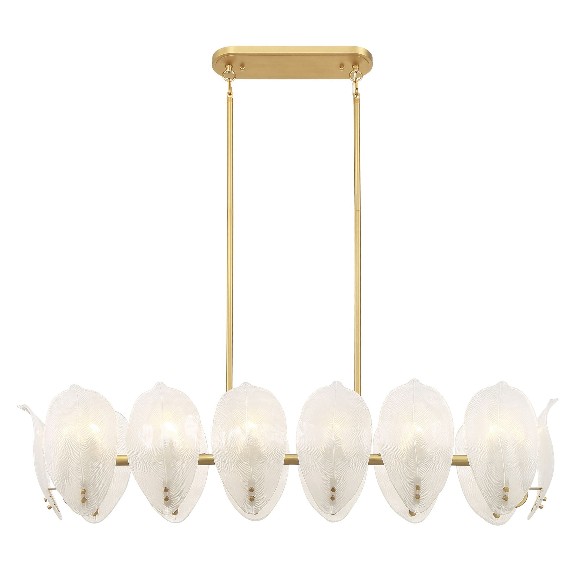 Metropolitan Orchid 48 in. 14-Light Island Pendant, Legacy Brass with Handmade Glass Shades