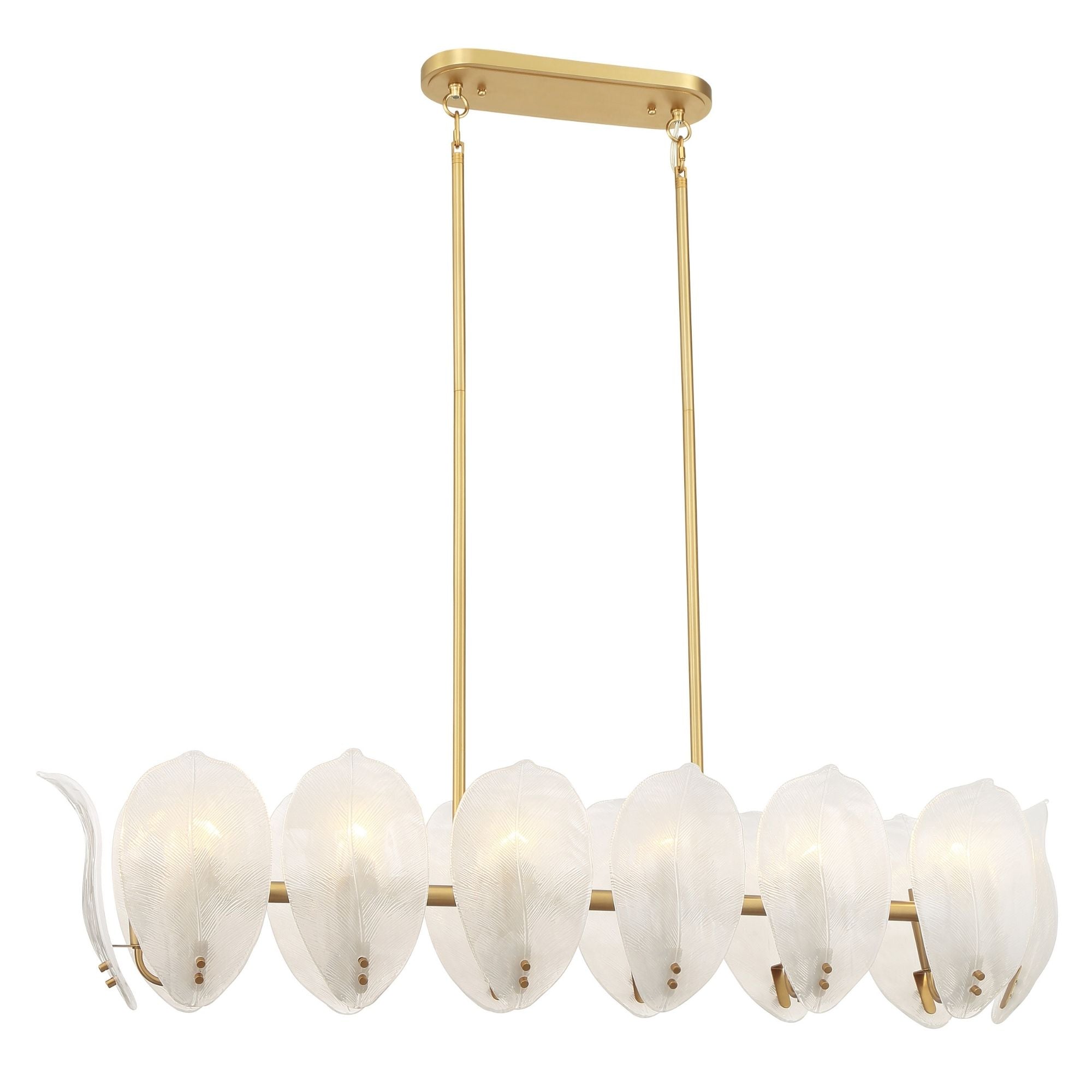 Metropolitan Orchid 48 in. 14-Light Island Pendant, Legacy Brass with Handmade Glass Shades