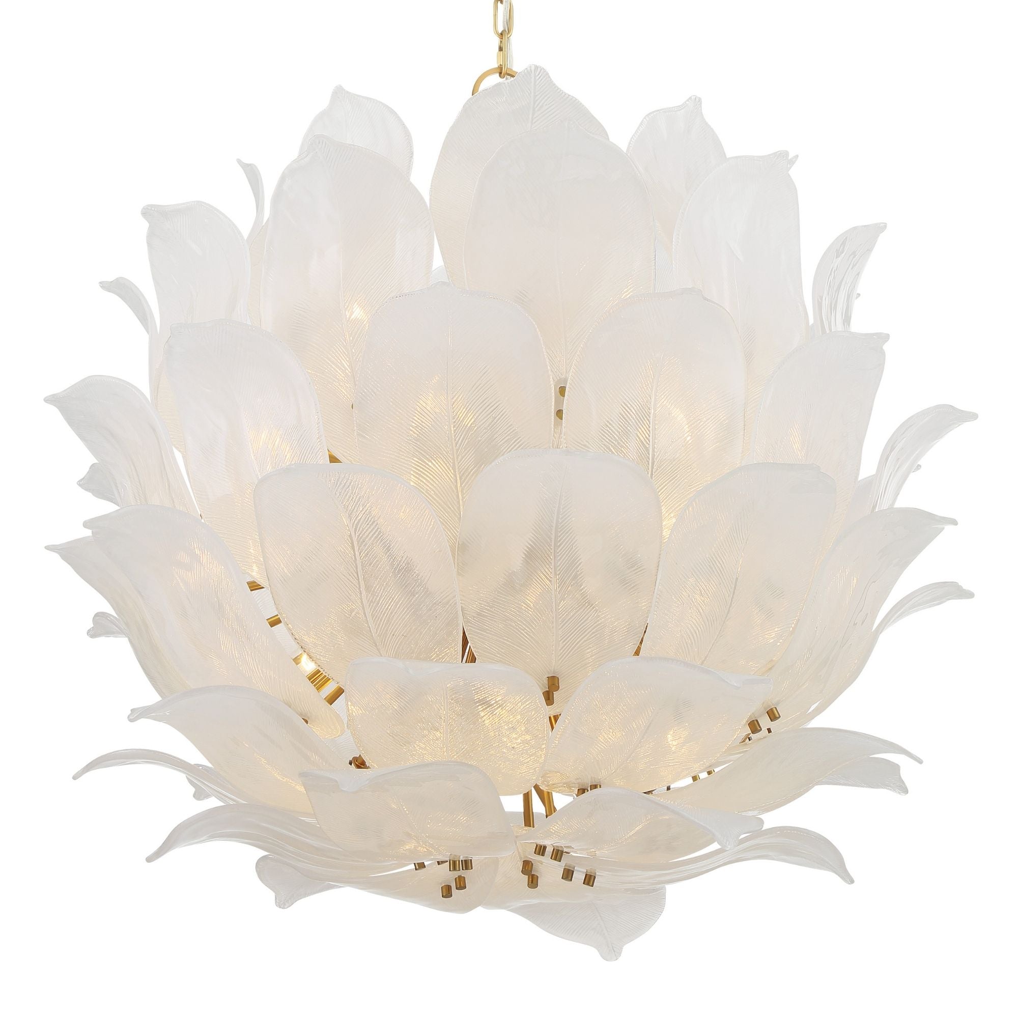 Metropolitan Orchid 36.5 in. 24-Light Pendant, Legacy Brass with Handmade Glass