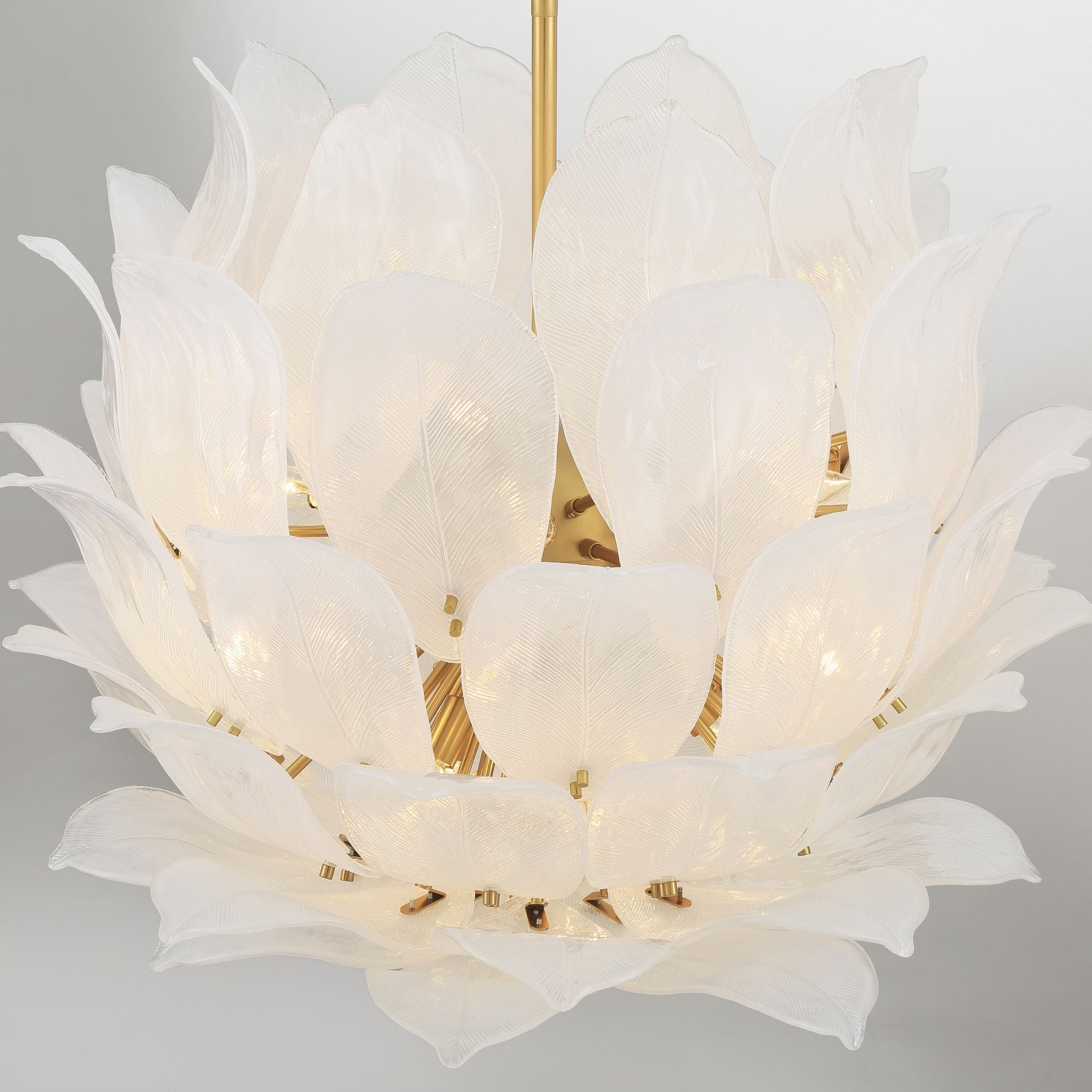Metropolitan Orchid 36.5 in. 24-Light Pendant, Legacy Brass with Handmade Glass
