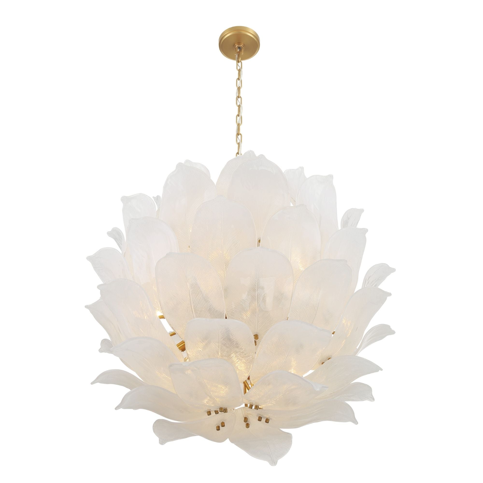 Metropolitan Orchid 36.5 in. 24-Light Pendant, Legacy Brass with Handmade Glass
